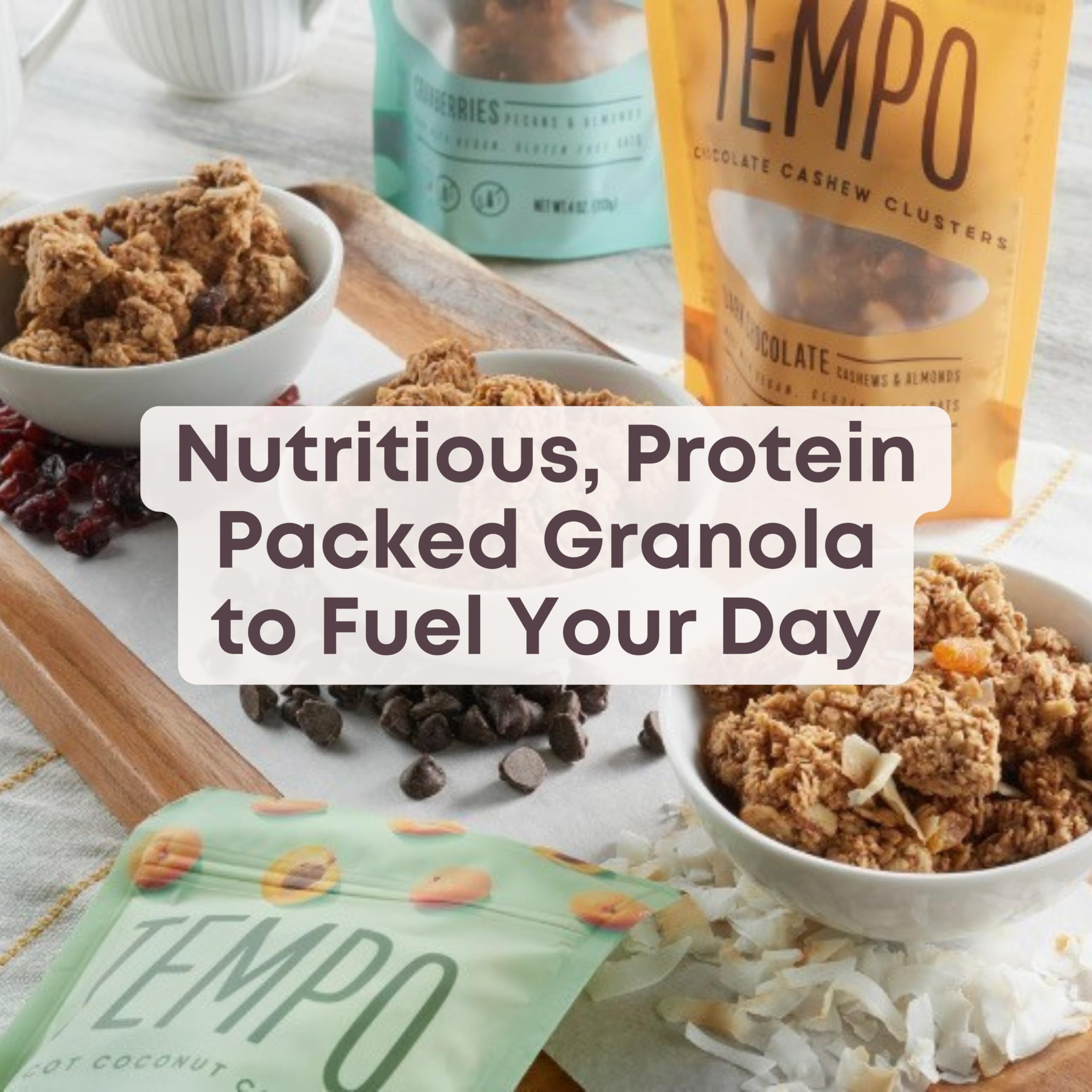 Dark Chocolate Cashew Pecan Granola Clusters (6 Pack) - Gluten Free, High Protein, Low Sugar, Vegan, Dairy Free, Soy Free Snack with Vitamin E & Prebiotics for Gut Health | Perfect for Breakfast, Hiking & Healthy On-the-Go Snacking