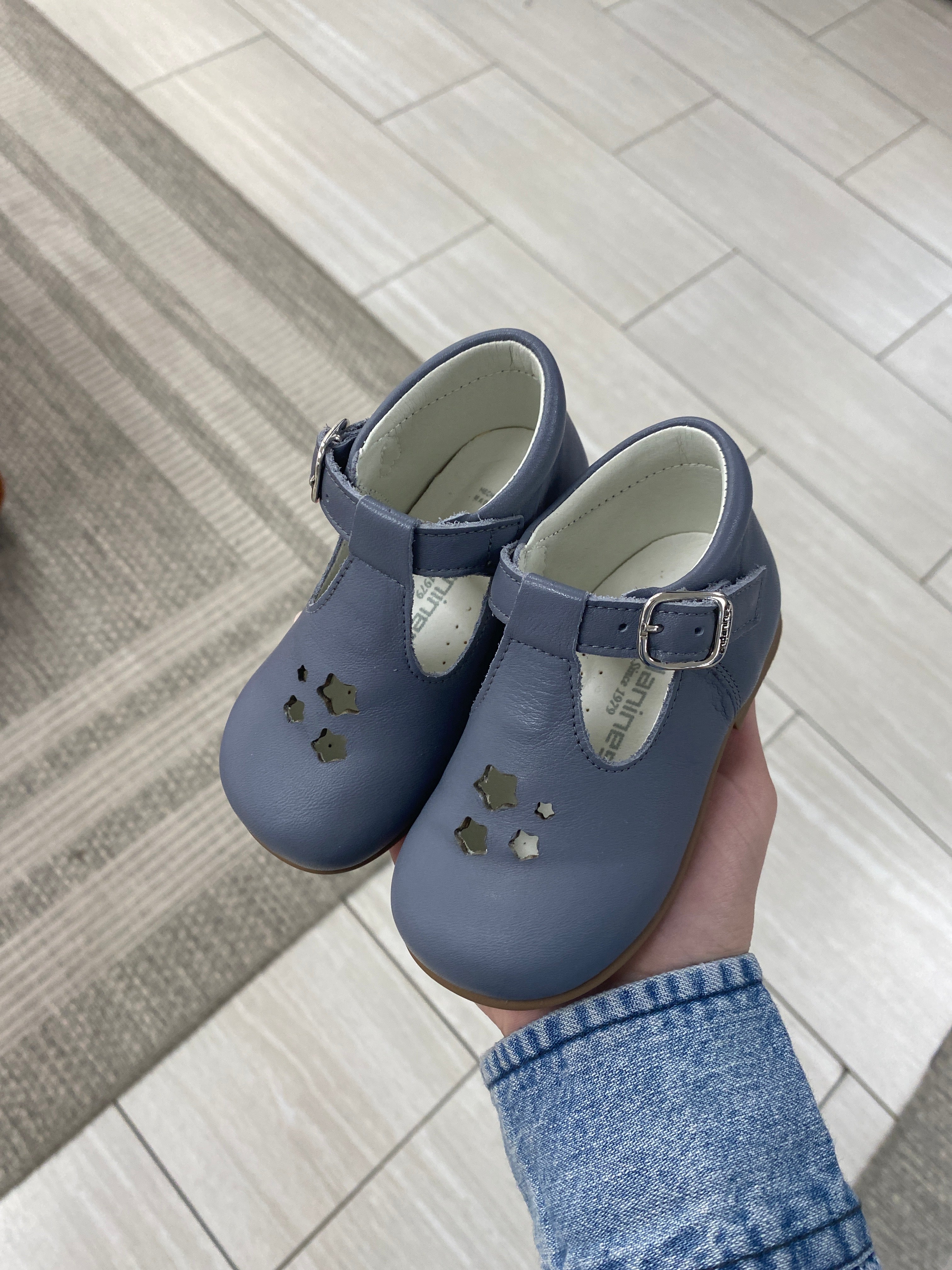 Andanines Steel Blue Star Baby Shoes - Comfortable & Stylish First Walkers for Infants & Toddlers - Perfect for Everyday Wear, Special Occasions & Photo Shoots