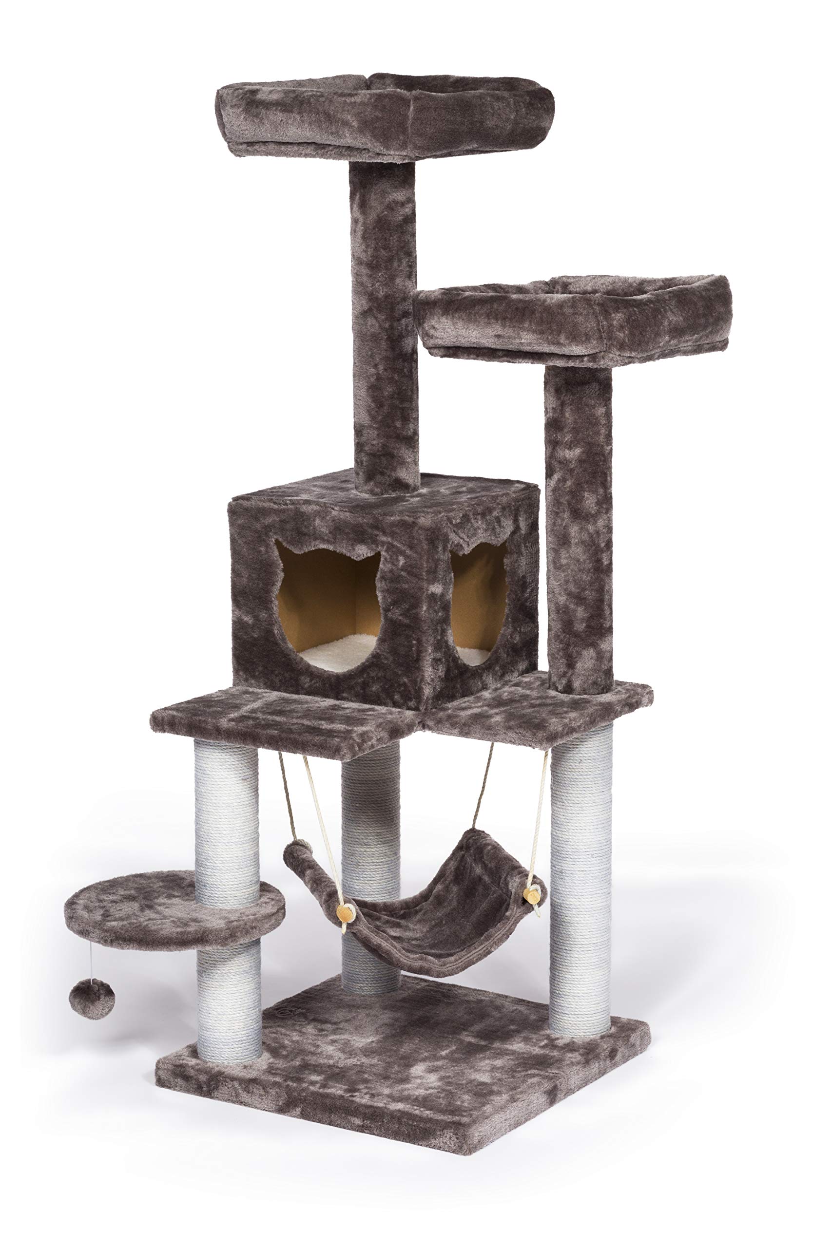 Prevue Pet Products Kitty Power Paws Party Tower Cat Tree Furniture - Multi-Level Playhouse for Kittens & Cats with Scratching Posts, Perches & Hideouts - Perfect for Indoor Play, Exercise & Climbing
