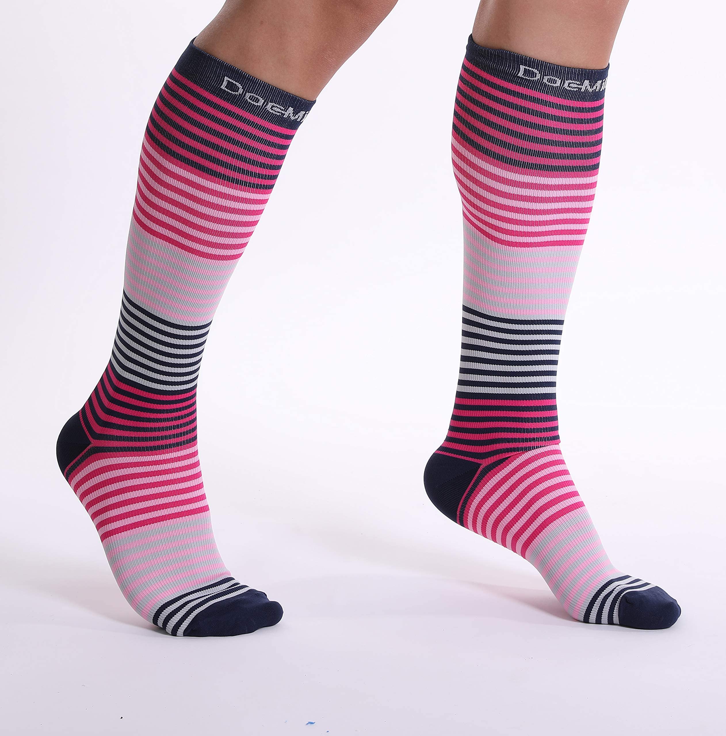 Doc Miller Compression Socks for Women & Men - 15-20mmHg Medical Grade Knee High Support Socks - Ideal for Running, Nursing, Travel, Pregnancy & Varicose Veins Relief - Perfect for Athletes, Nurses & Frequent Flyers (1 Pair)