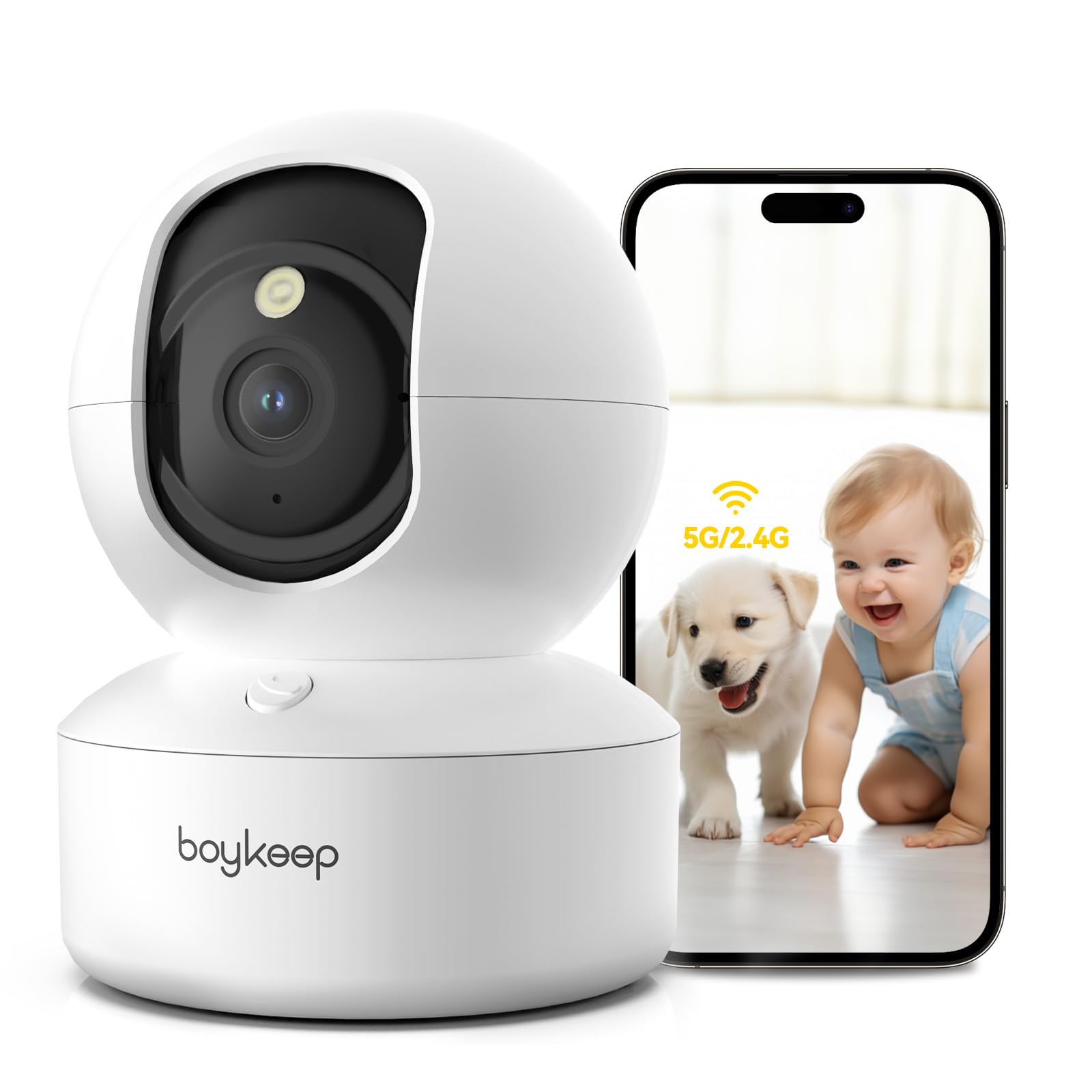2K Indoor Pet Camera with 360° Pan & Tilt - Smart WiFi Security Camera for Dogs, Cats & Baby Monitoring - 5G/2.4GHz Dual-Band, 2-Way Audio, Color Night Vision, 12s Free Cloud Storage - Perfect for Home Security & Pet Monitoring via Phone App