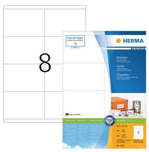 Premium A4 Label Sheets 105 x 70mm (4426) - Perfect for Office Organization, Shipping, and File Classification