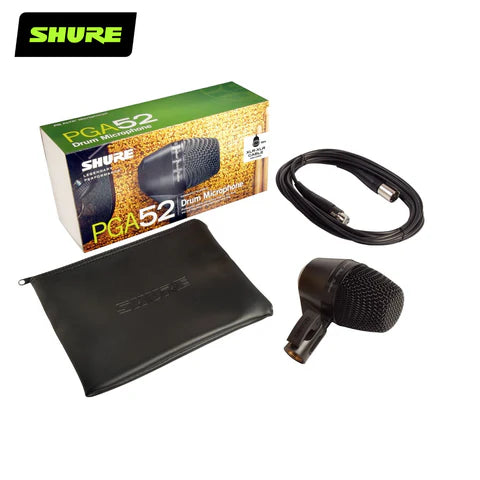 Shure PGA52 LC Cardioid Dynamic Kick Drum Microphone - Professional Bass Drum Mic for Live Performances & Studio Recording - Perfect for Drum Kits, Concerts, and Music Production