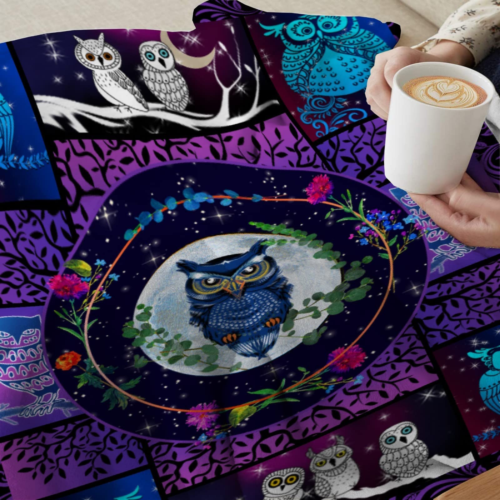 Owl Lovers Gift - Ultra Soft Microfiber Flannel Throw Blanket (120
