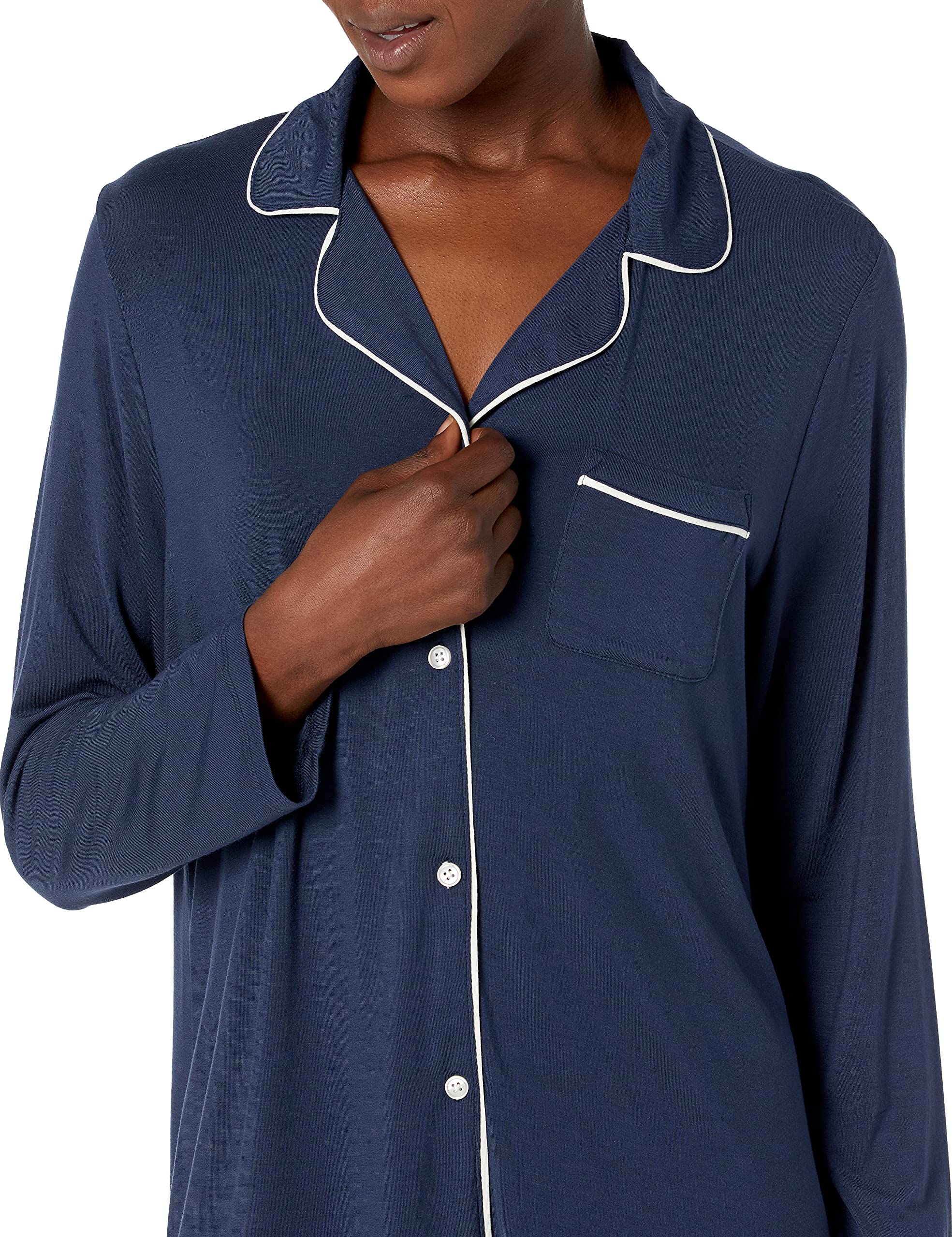 Amazon Essentials Women's Piped Nightshirt - Plus Size Comfortable Sleepwear for Relaxing at Home & Lounge Wear