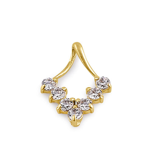 14K Solid Yellow Gold V-Shaped CZ Pendant Necklace for Women - Elegant Layering Jewelry for Parties, Weddings & Everyday Wear