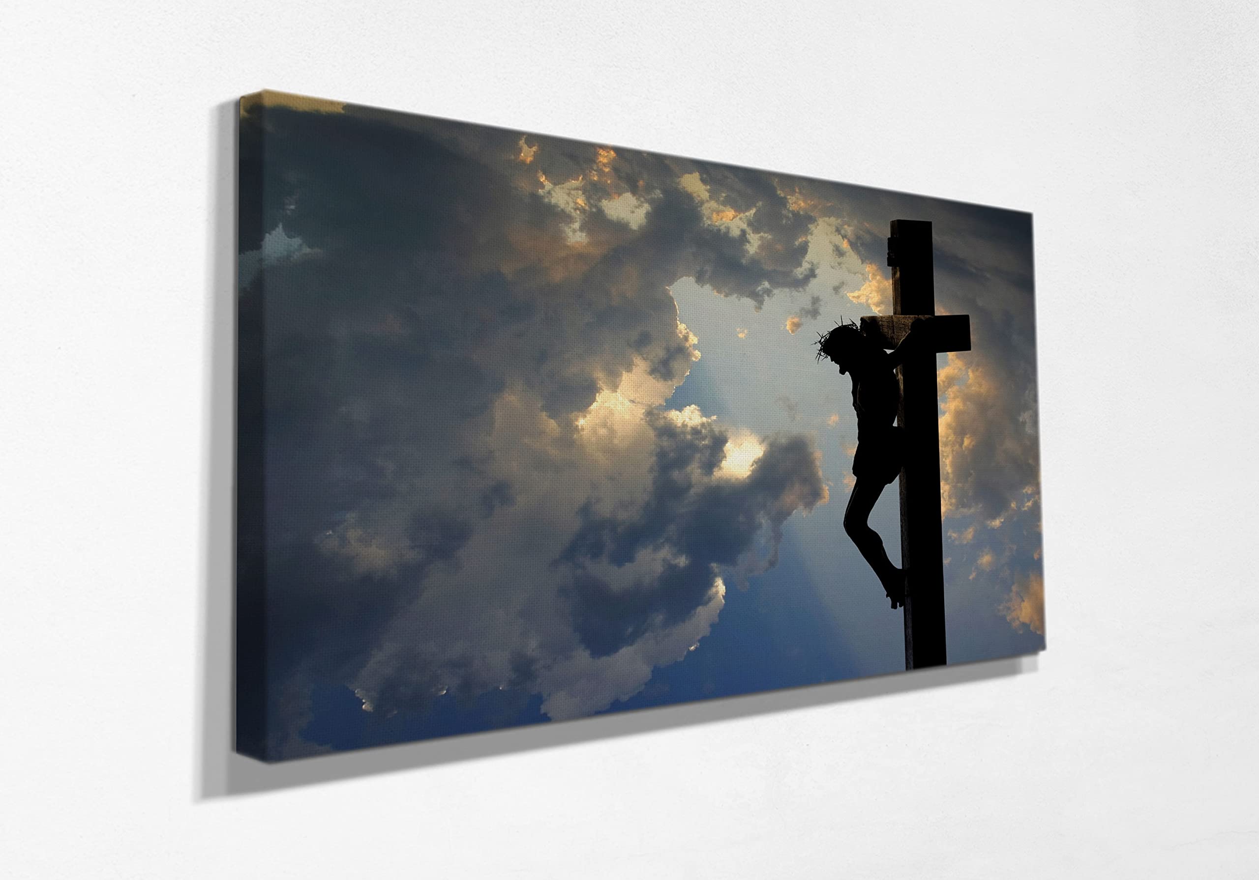 Jesus at the Cross Christian Wall Art - 30x40 Inch Framed Canvas Painting, Religious Home Decor for Living Room, Bedroom & Church - Perfect Gift for Easter, Christmas & Baptism
