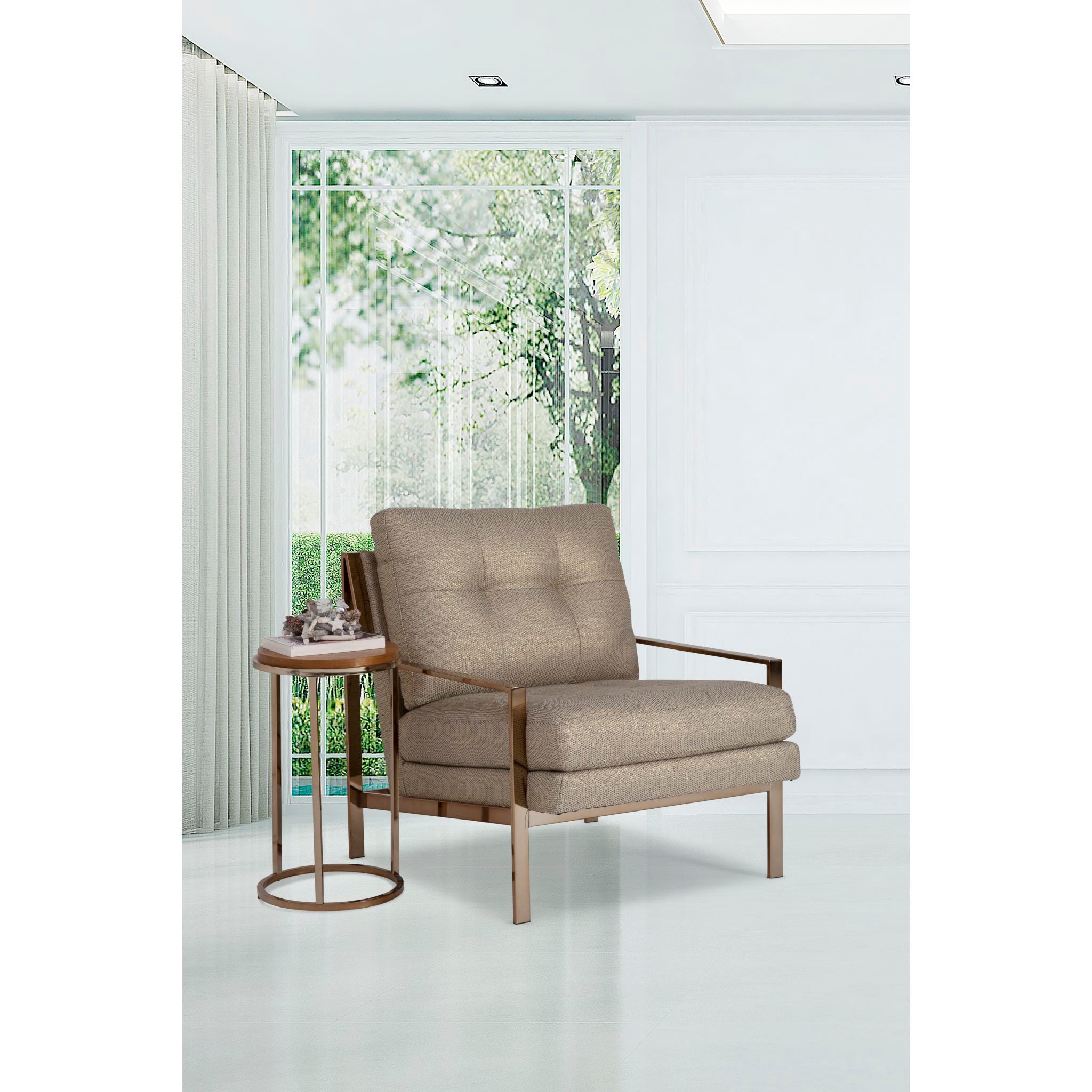 Stylish Amy Accent Chair in Gold - Modern Living Room Decor, Bedroom Seating & Office Lounge Chair - Perfect for Home, Apartment and Workspace