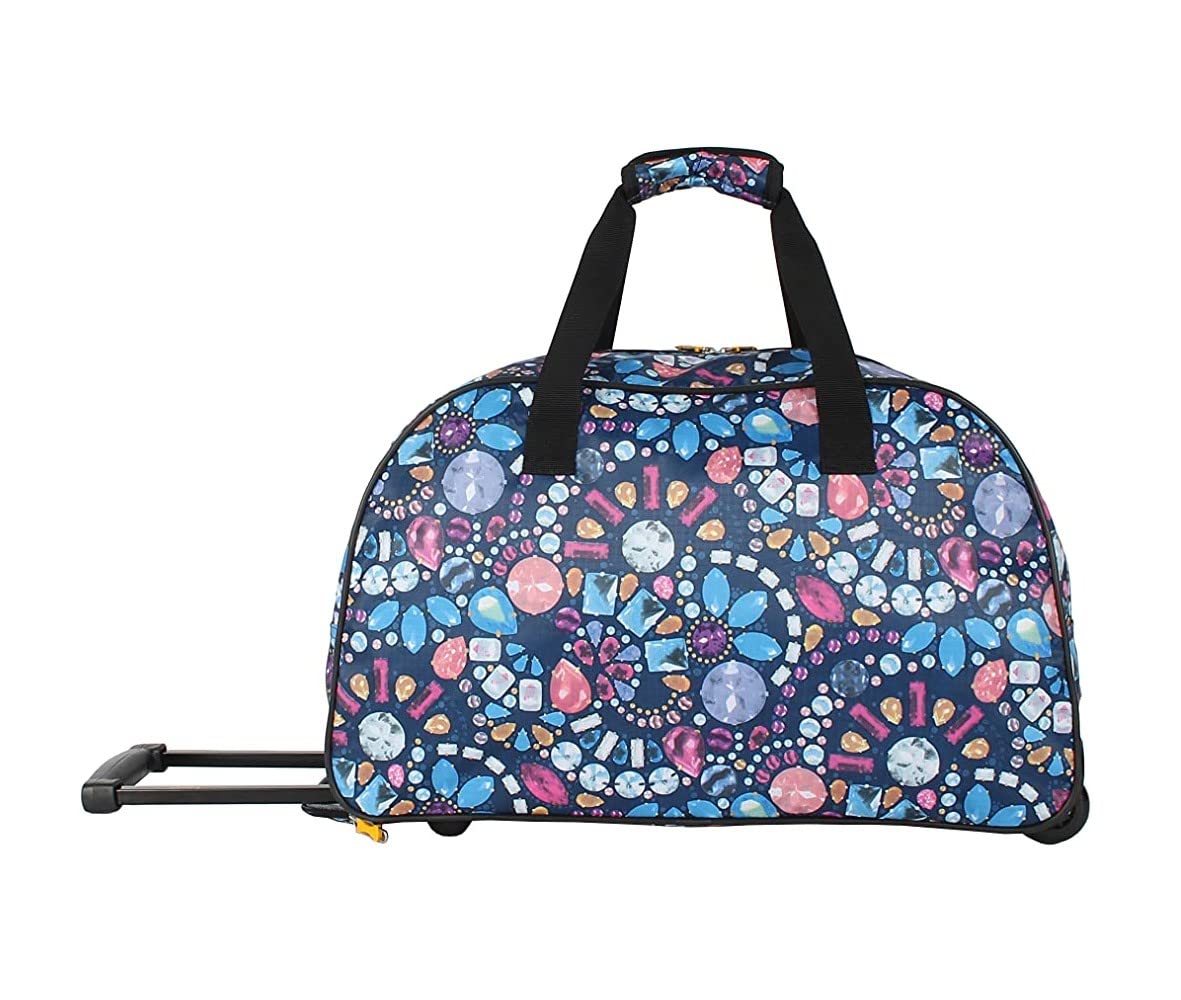LUCAS 22 Inch Lightweight Rolling Duffel Bag - Stylish Weekender Overnight Business Travel Carry On Luggage with 2 Wheels (Navy Blue) - Perfect for Air Travel, Business Trips & Weekend Getaways