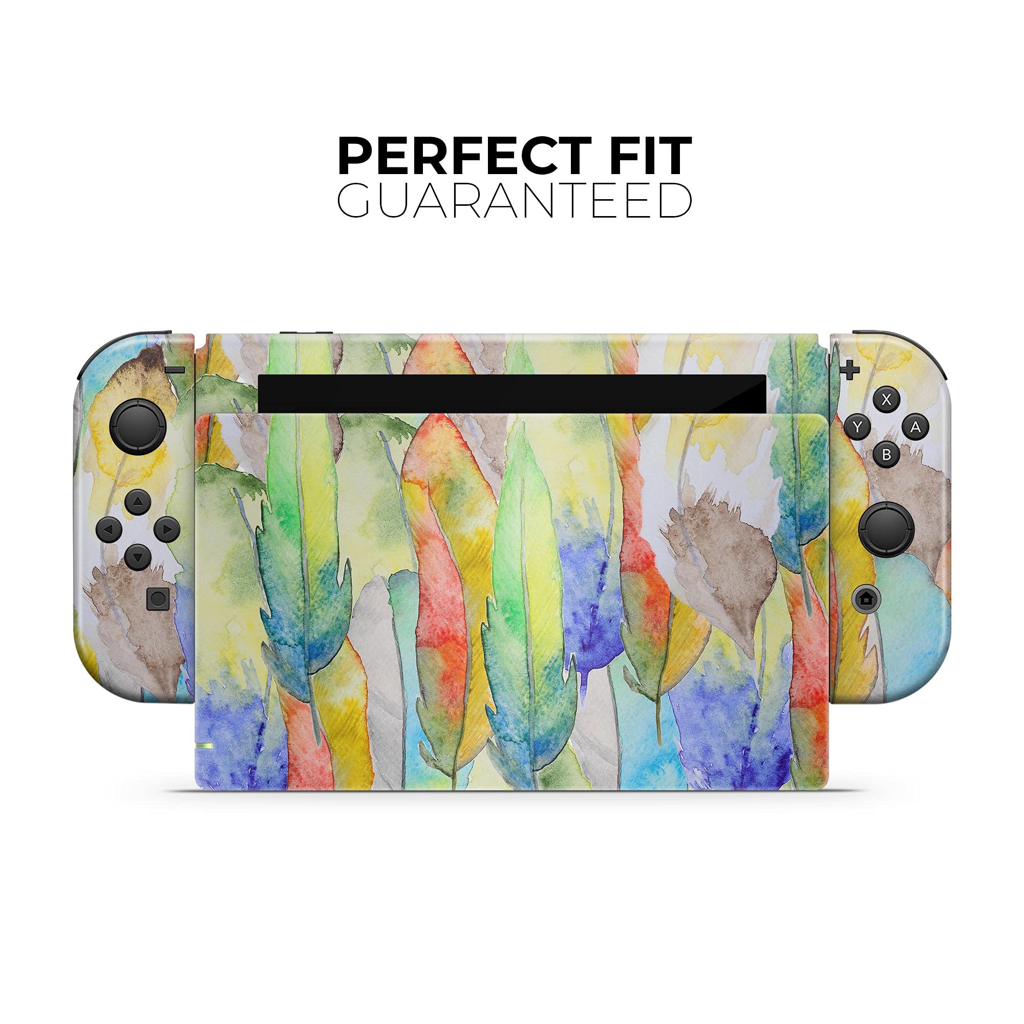 Nintendo Switch Joy-Con Skin Decal - Scratch-Resistant Removable Vinyl Wrap Cover with Vivid Watercolor Feather Design - Protective Gaming Accessory for Switch Joy-Con Controllers - Perfect for Gaming Enthusiasts and Customization Lovers
