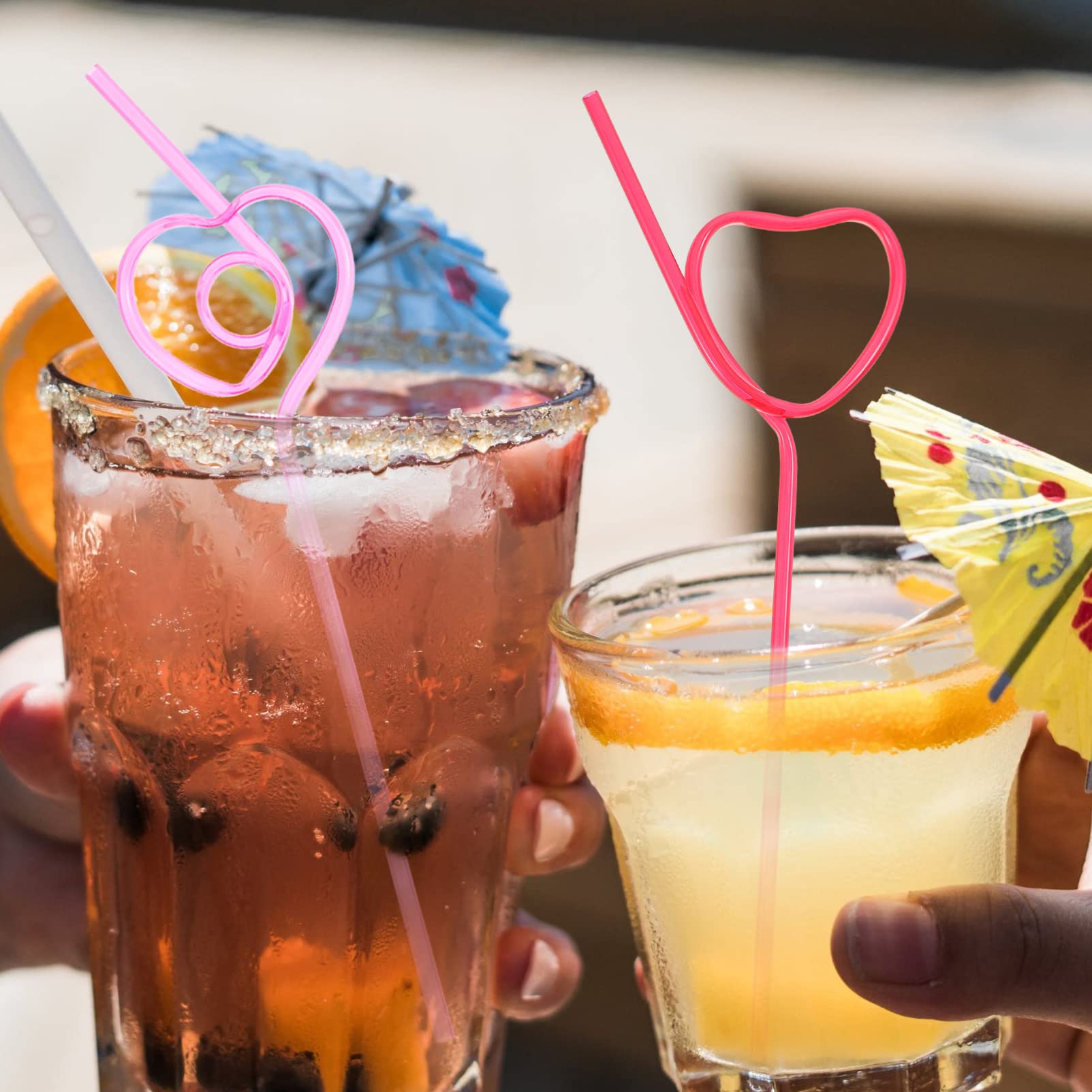 DOITOOL 40pcs Heart Shaped Valentine's Day Straws - Decorative Bendable Drinking Straws for Juice, Coffee, Tea, Beverages - Perfect for Anniversaries, Parties, Weddings & Romantic Celebrations