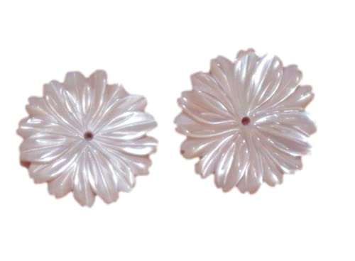 Angel Skin Coral Mother of Pearl (MOP) Carved Flower 15MM Jacket Studs - Elegant Jewelry for Women, Perfect for Formal Events & Bridal Accessories