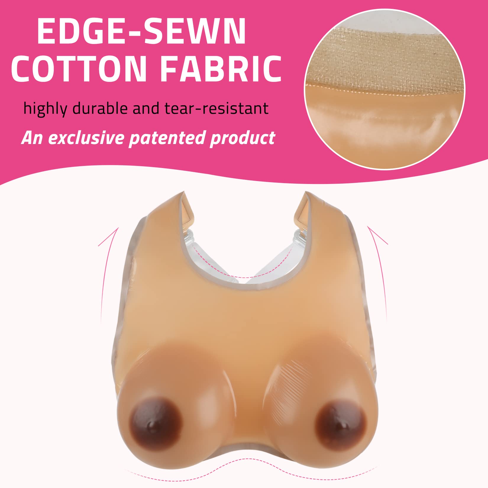 Vollence Silicone Breast Strap - Realistic Artificial Breast Forms with Nipple for Transgender & Mastectomy - Comfortable Fake Breast Shapes & Silicone Breast Plates - Perfect for Daily Wear, Cosplay & Gender Affirmation
