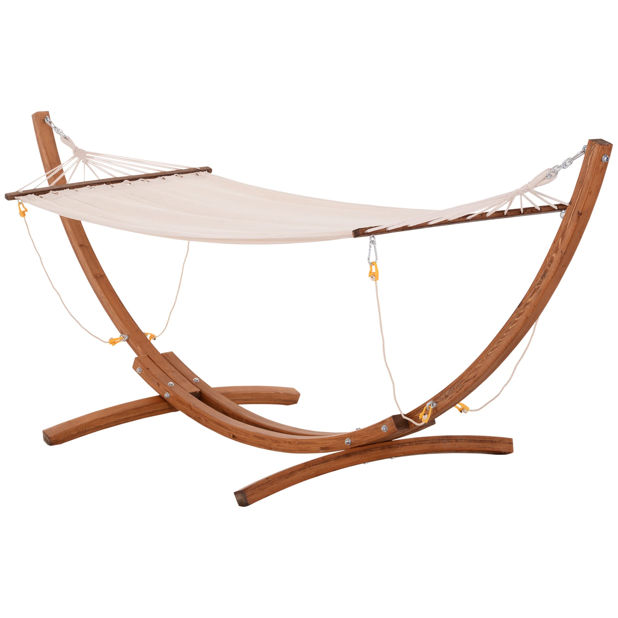 Outsunny 10 Foot Wooden Outdoor Hammock with Stand - Heavy Duty Roman Arc Rainbow Hammock for Single Person - Perfect for Patio, Backyard, Balcony, Porch & Garden Relaxation - White