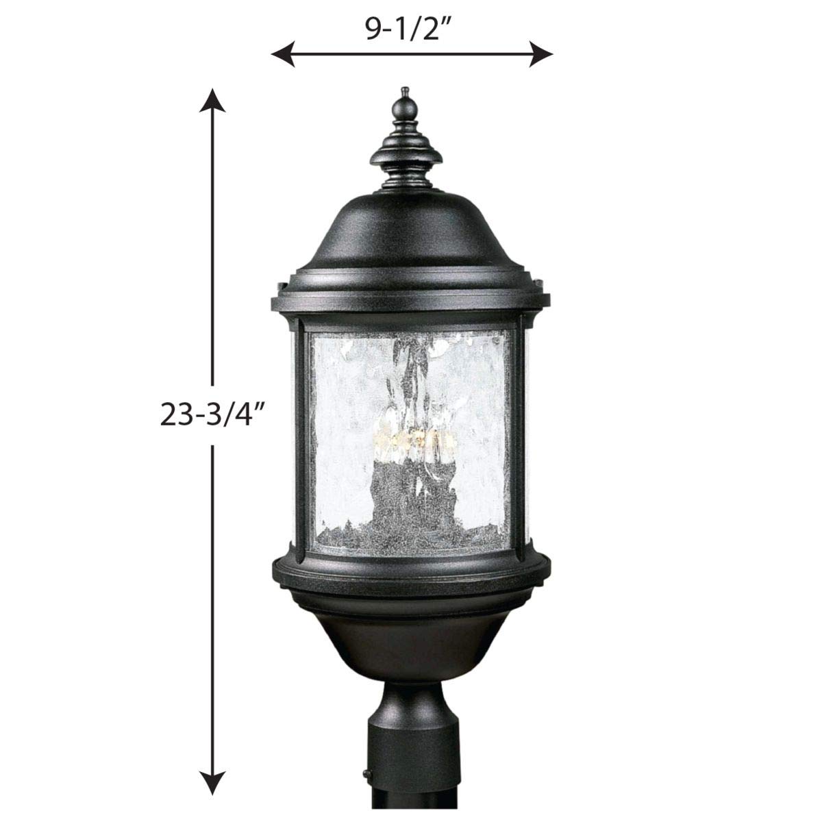 Progress Lighting P5450-31 3-Light Ashmore Post Lantern in Textured Black - Outdoor Wall Mounted Lighting for Porch, Garden, and Pathway Illumination