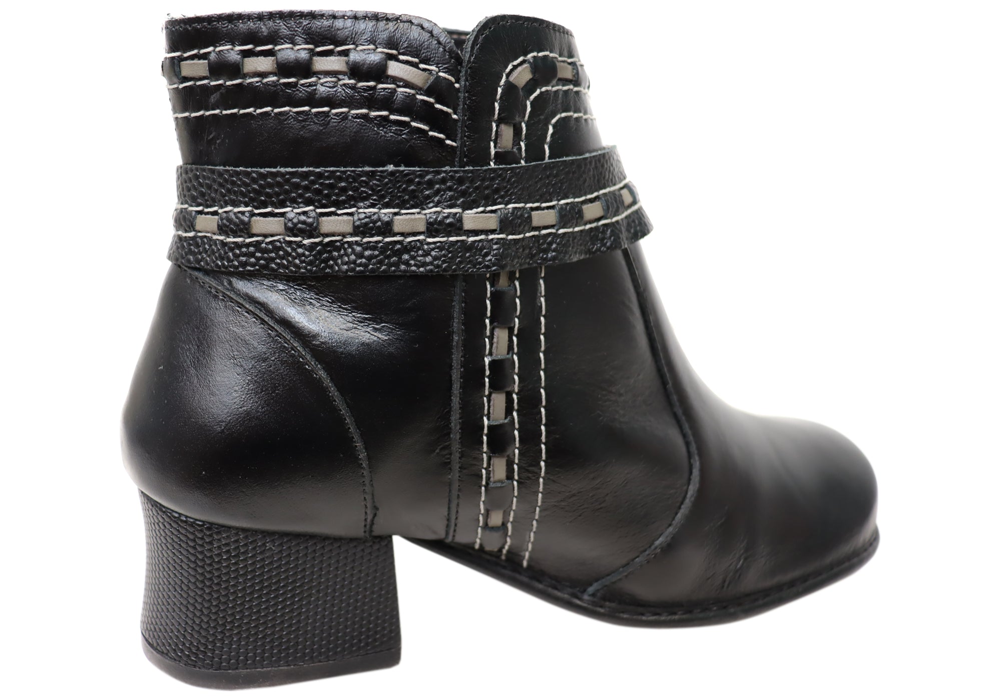 J Gean Bettie Women's Comfortable Leather Ankle Boots - Brazilian Made Leather Booties for Walking, Work & Casual Outfits