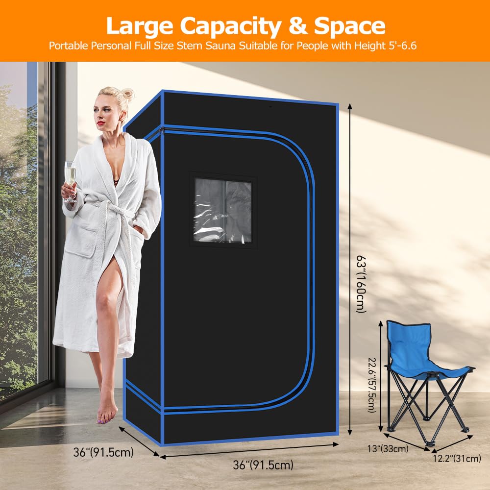Panana Portable Steam Sauna Tent - Full Body Home Spa with 1000W 3L Steamer, Remote Control & Folding Chair - 9 Heat Levels for Detox & Relaxation - Perfect for Home Wellness & Post-Workout Recovery