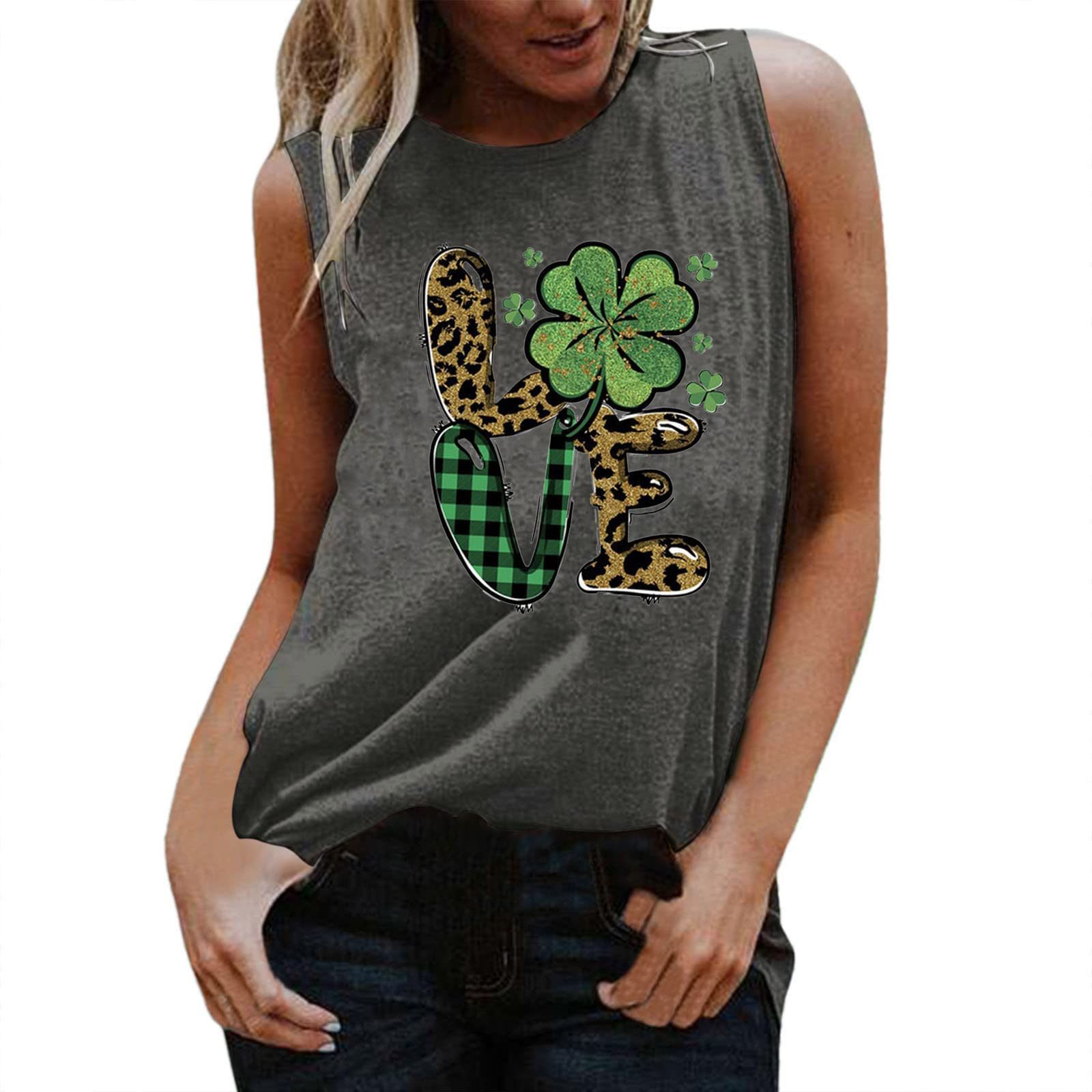 Women's Graphic Tank Tops - Sleeveless Summer T-Shirts for St. Patrick's Day | Casual Crew Neck Tees for Women | Perfect for Festivals, Beach Outfits & Everyday Wear