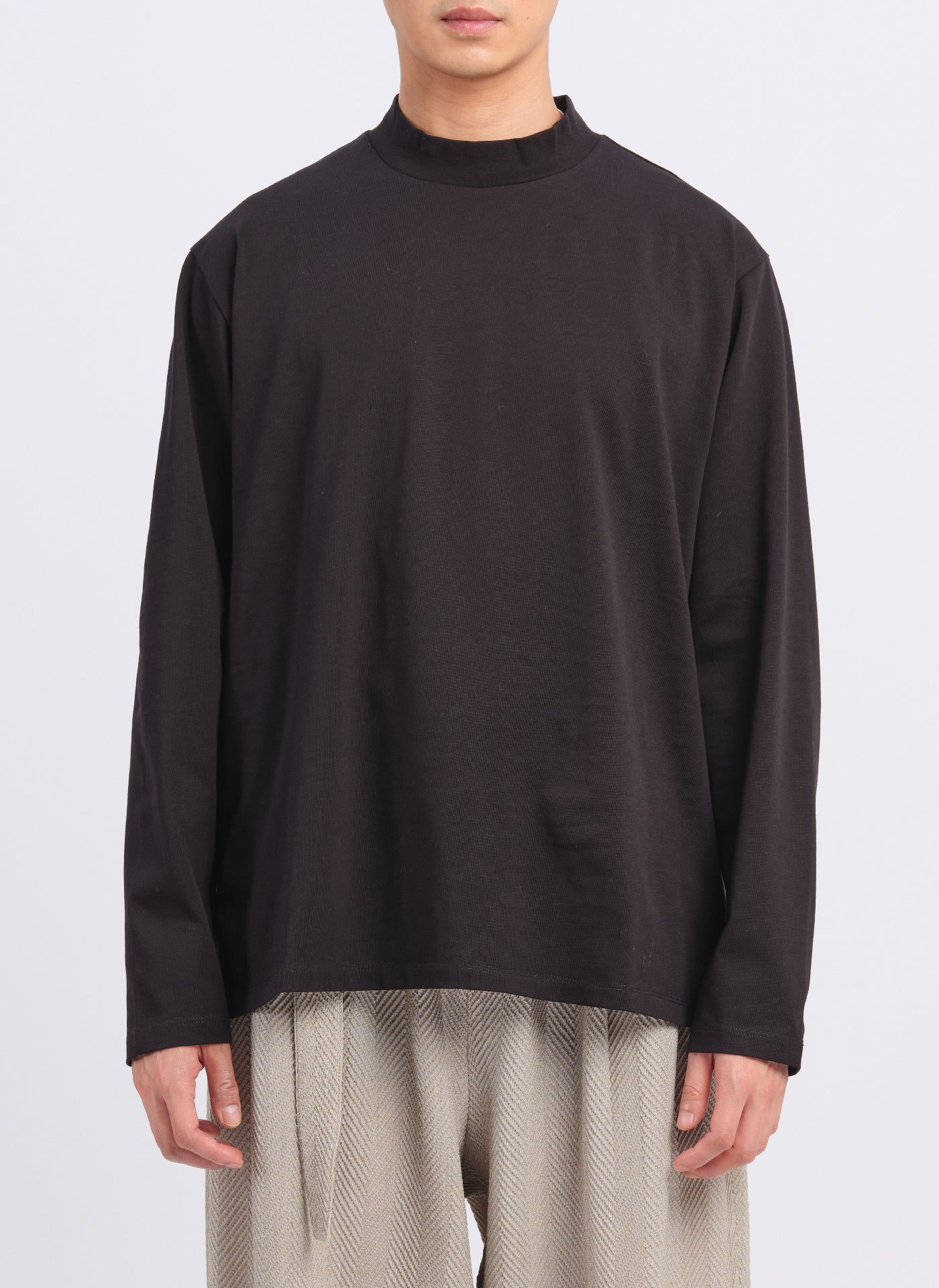 Premium Mercerized Cotton Mock Neck T-Shirt (T05) - Soft & Stylish for Casual Wear & Layering