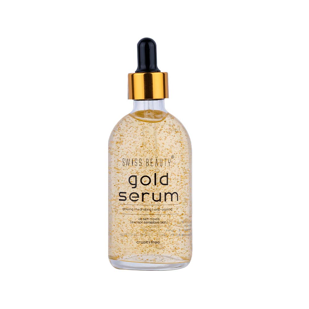 Swiss Beauty 24K Gold Facial Serum - 100ml Anti-Aging Face Treatment for Glowing Skin | Day & Night Moisturizer for Women & Men