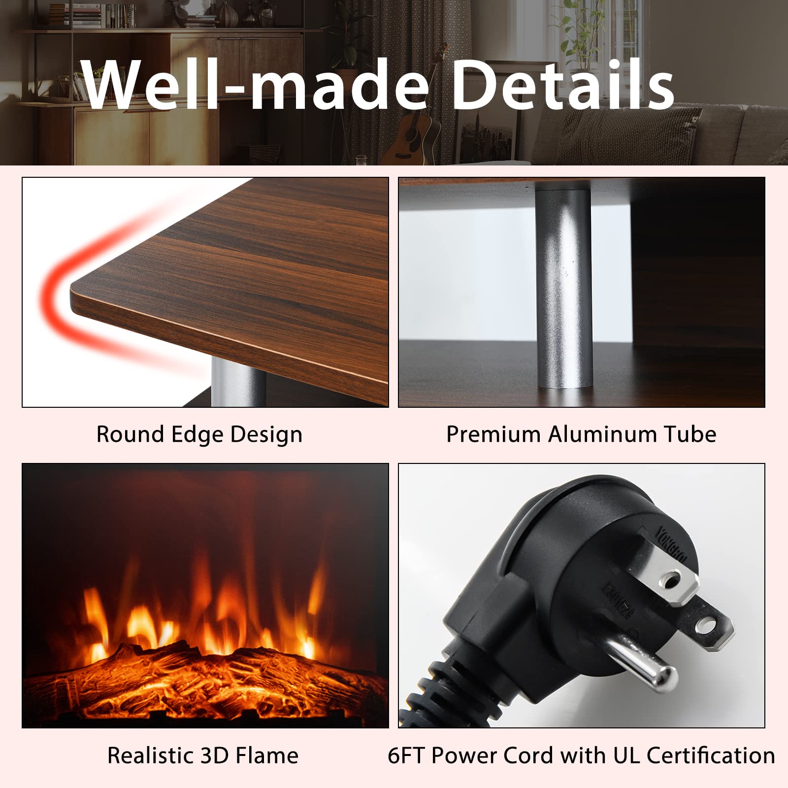 Tangkula 70 Inch Fireplace TV Stand with 18