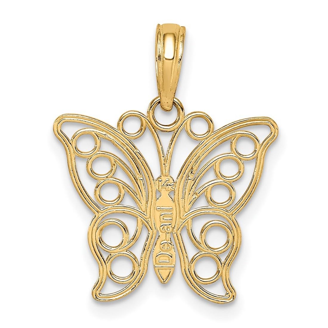 14K Yellow Gold Butterfly Angel Wings Pendant Necklace for Women - Elegant Cut-Out Design, 20x16mm Wide, Perfect for Gifts, Anniversaries & Special Occasions