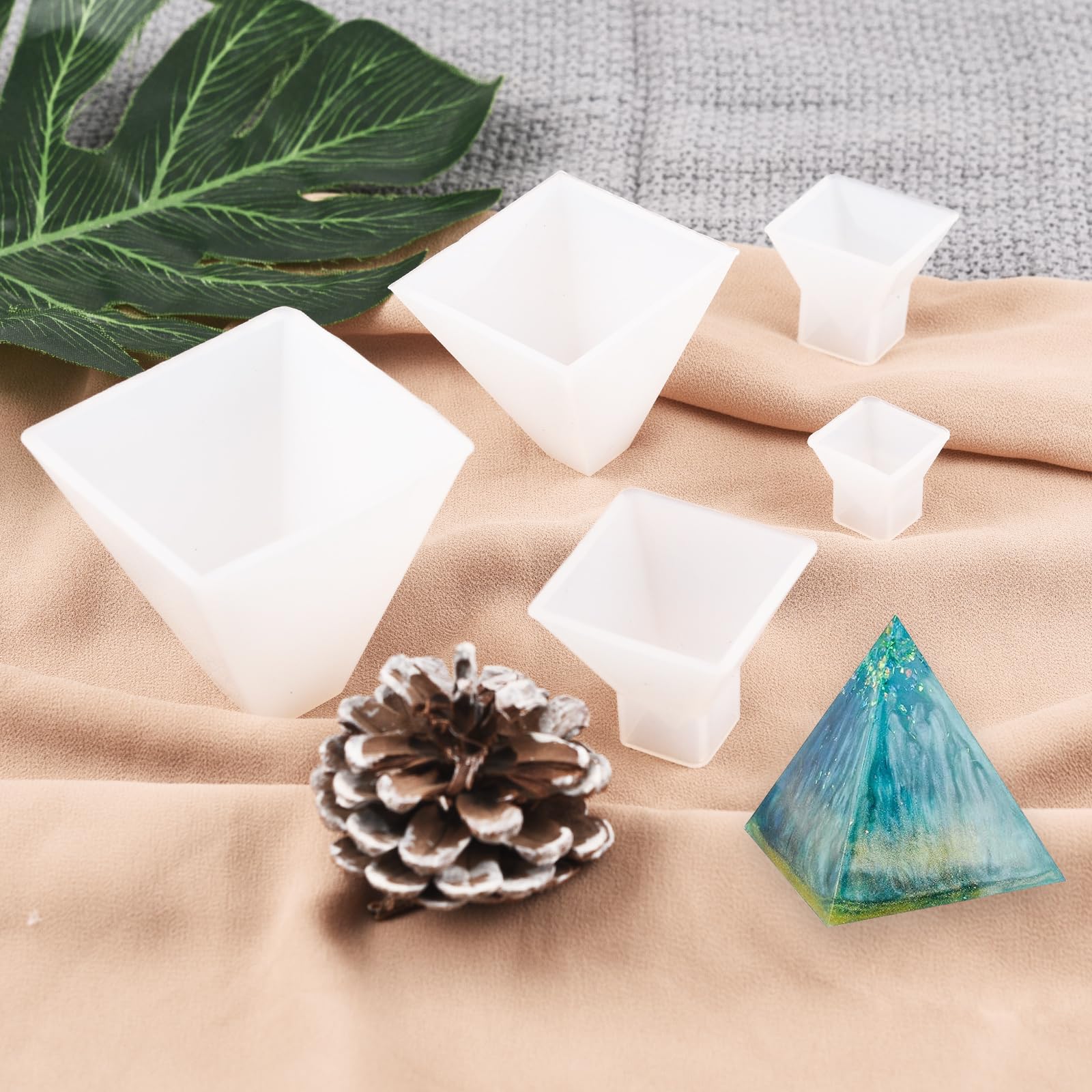 5-Piece Pyramid Silicone Mold Set for Resin Casting - DIY Epoxy Crystal Molds for Crafts, Jewelry Making & Home Decor - Perfect for DIY Gifts, Ornaments & Decorative Art Projects