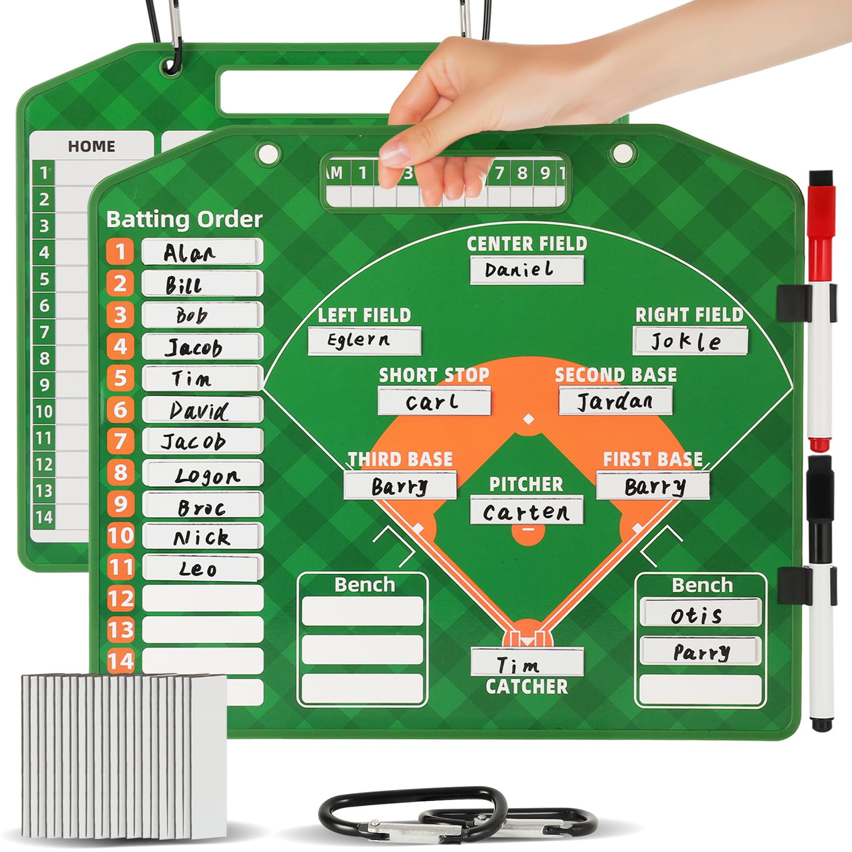 **Magnetic Baseball Lineup Board with 40 Sheets - Dry Erase Baseball Lineup Cards & Clipboard for Coaches | Perfect for Dugout, Practice, and Game Day Organization**