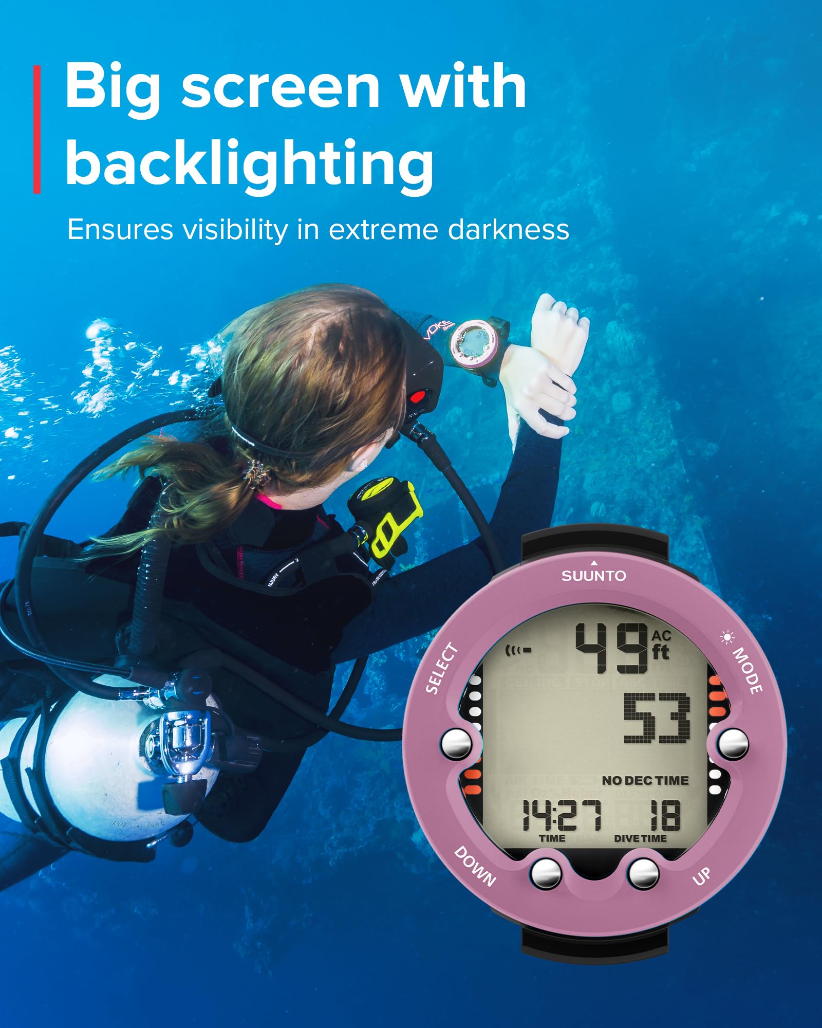 Suunto Zoop Novo Wrist Scuba Diving Computer - Professional Dive Watch with Depth Gauge & Nitrox Support for Underwater Exploration, Snorkeling & Freediving Adventures