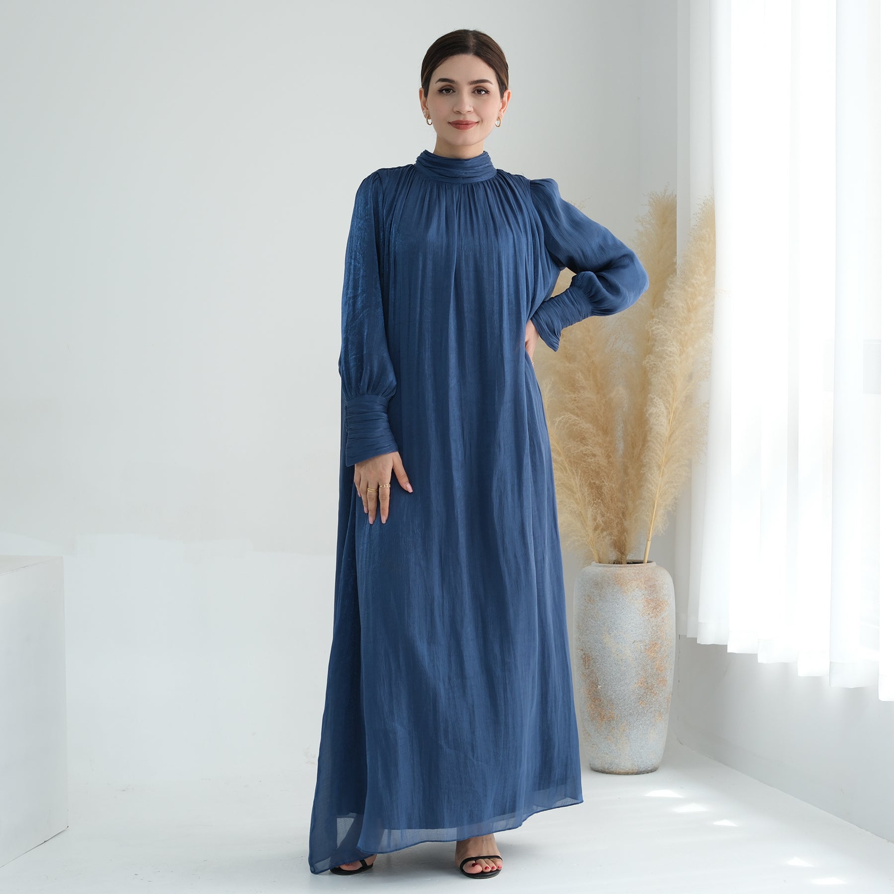 Indira Sparkles Long Sleeve Maxi Dress - Elegant Blue Evening Gown for Women | Perfect for Weddings, Parties & Special Occasions