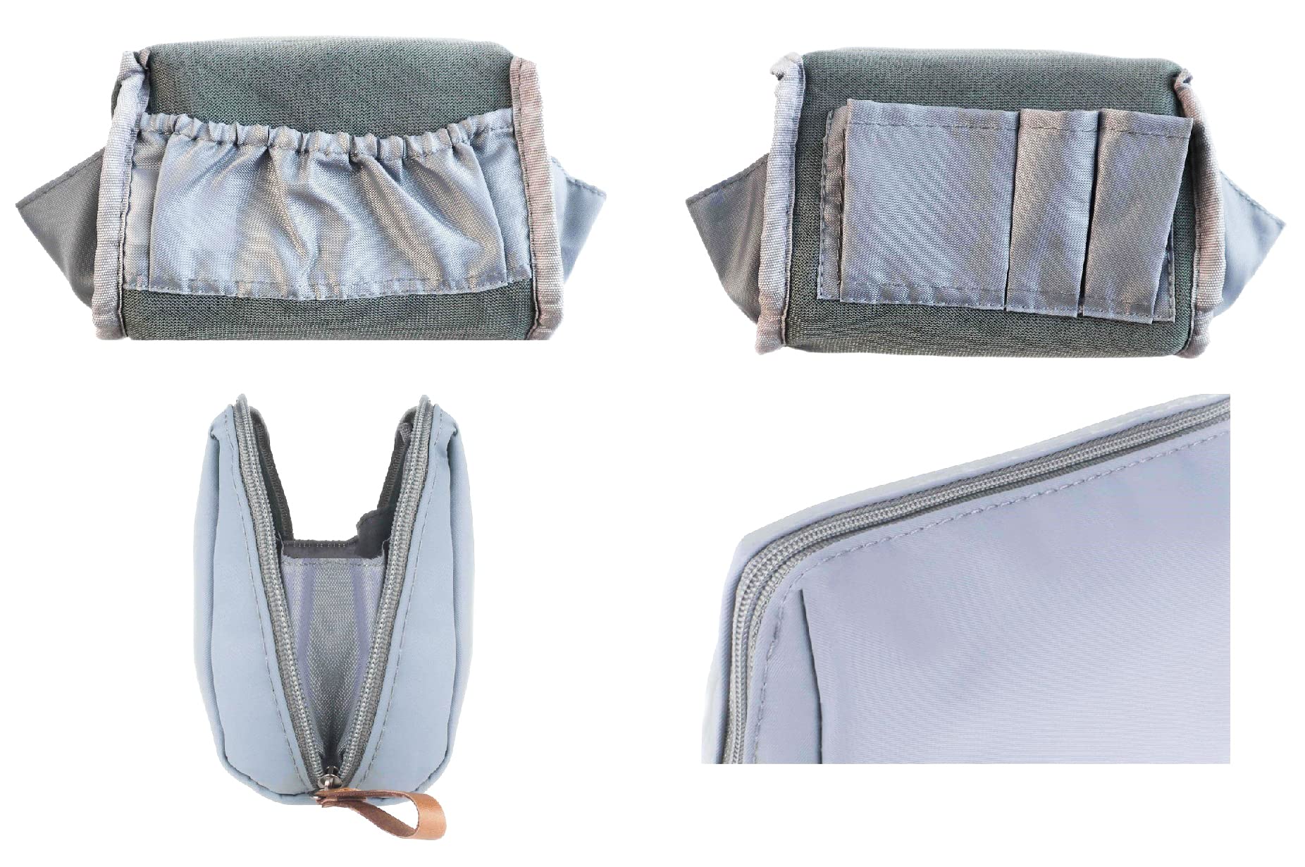 Waterproof Small Makeup Bag for Women - Portable Travel Cosmetic Pouch for Purse (Grey, Square) | Perfect for Daily Use, Gym, Travel & On-the-Go Touch Ups