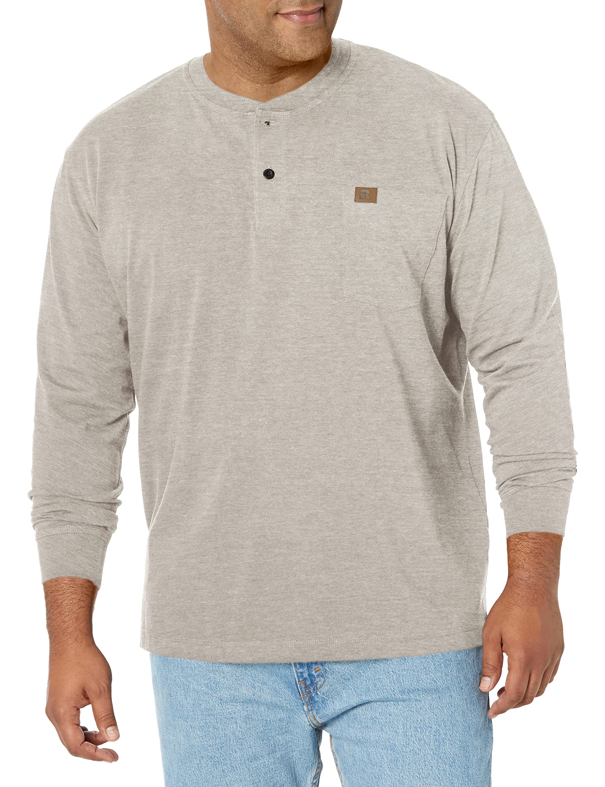 Wrangler Men's Long Sleeve Solid Henley Shirt - Comfortable Casual Button-Up Top for Outdoor Activities & Everyday Wear