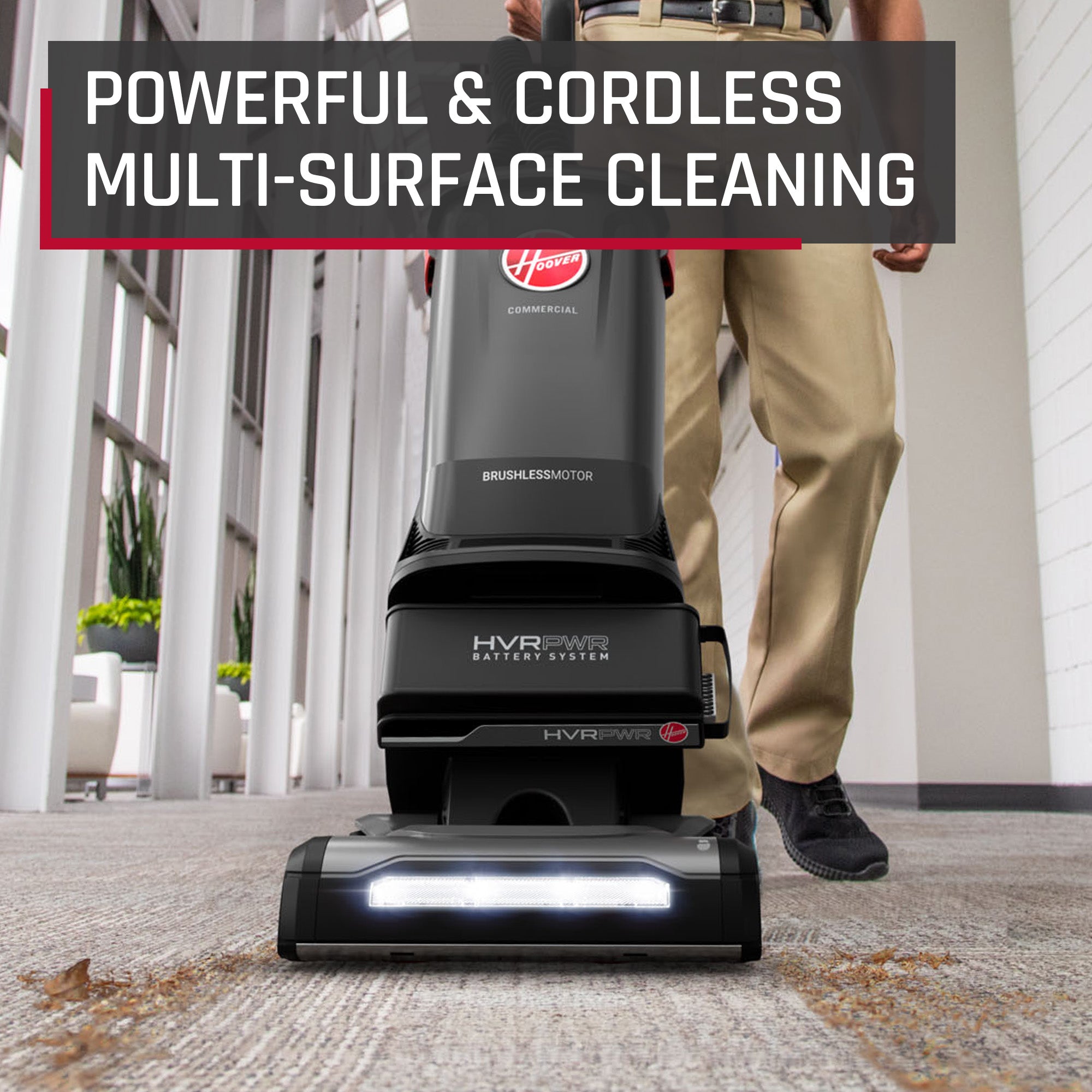 40V Brushless Upright Commercial Vacuum Cleaner - 12 Inch Powerful HVRPWR with Attachments Kit for Deep Cleaning Floors, Carpets & Hard Surfaces in Warehouses, Offices & Large Spaces