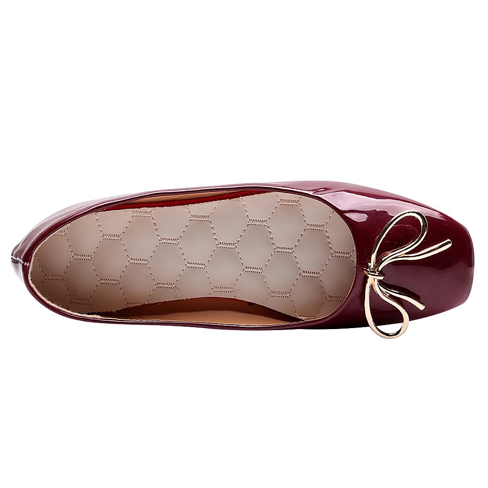 ANUFER Women's Comfortable Square Toe Ballet Flats with Bow Tie - Cute Dolly Shoes for Casual Wear, Office & Party Occasions