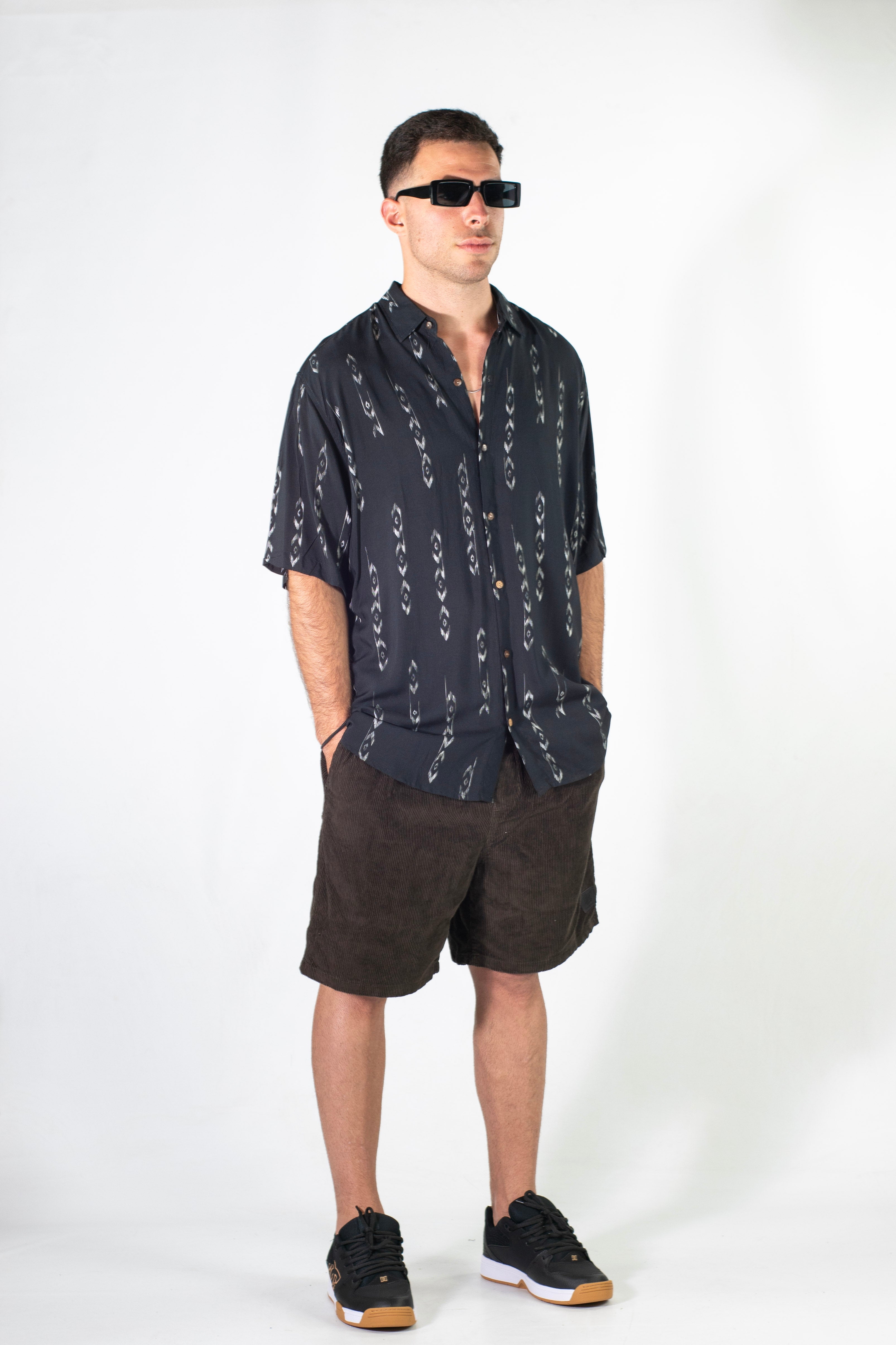 Ocn H Malibu Ethnic Print Shirt for Men - Stylish & Comfortable Hawaiian Aloha Shirt for Beach, Vacation, and Summer Outfits