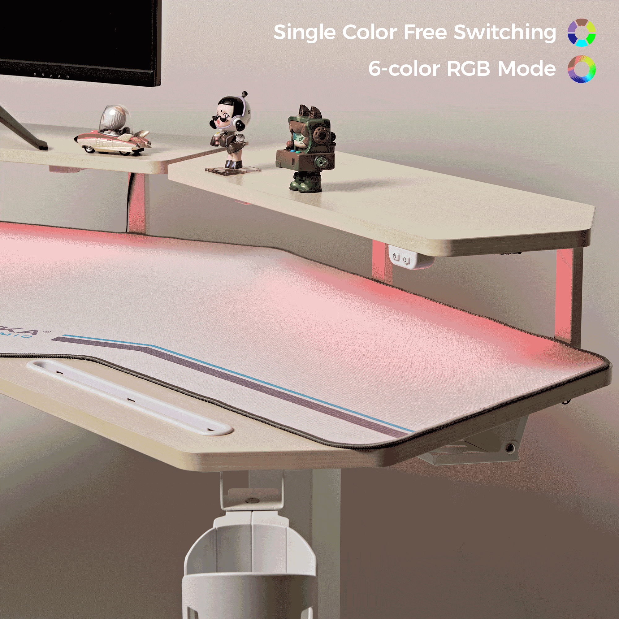 Aero Pro Wing Shaped Standing Desk 72x23 Inches - Adjustable Height Ergonomic Workstation for Home Office & Gaming Setup