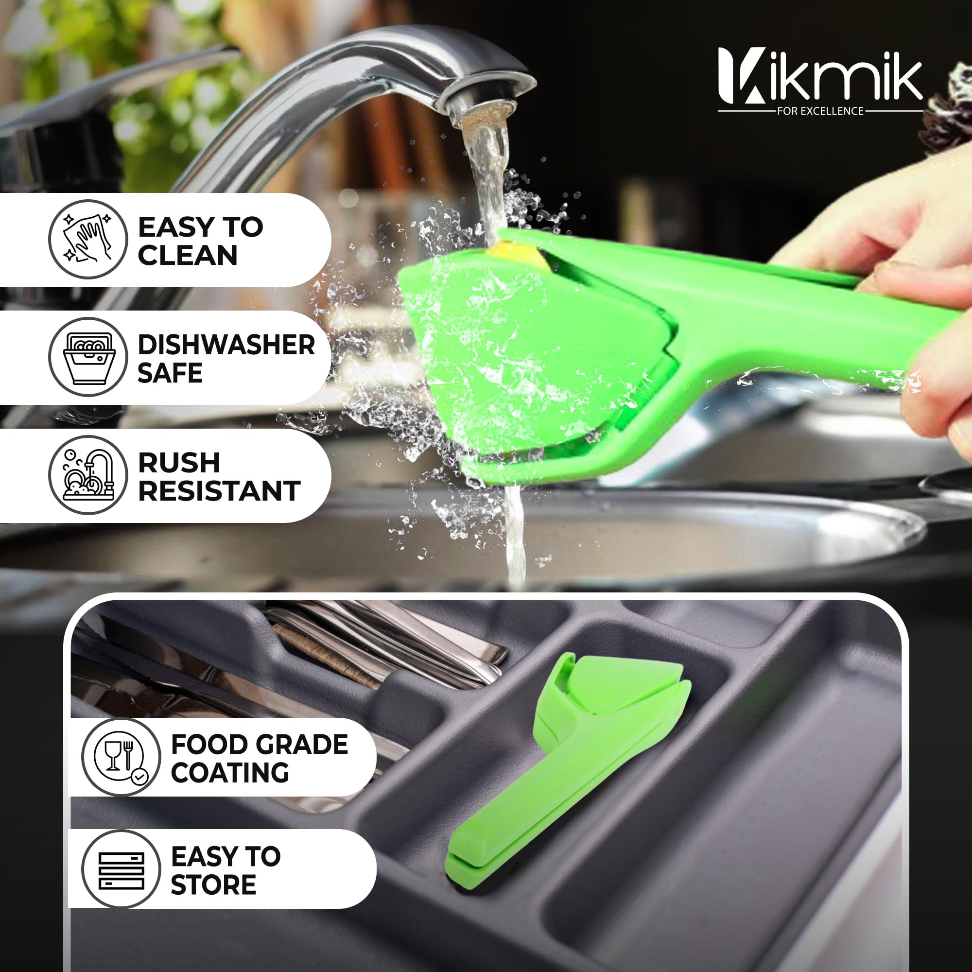 2-Pack Foldable Lemon Squeezer - Manual Citrus Juicer for Orange, Lime & Lemon - Ergonomic Hand Press with Side Pivot for Maximum Juice - Space Saving Kitchen Gadget - Perfect for Cocktails, Baking & Healthy Juicing (Green & Orange)