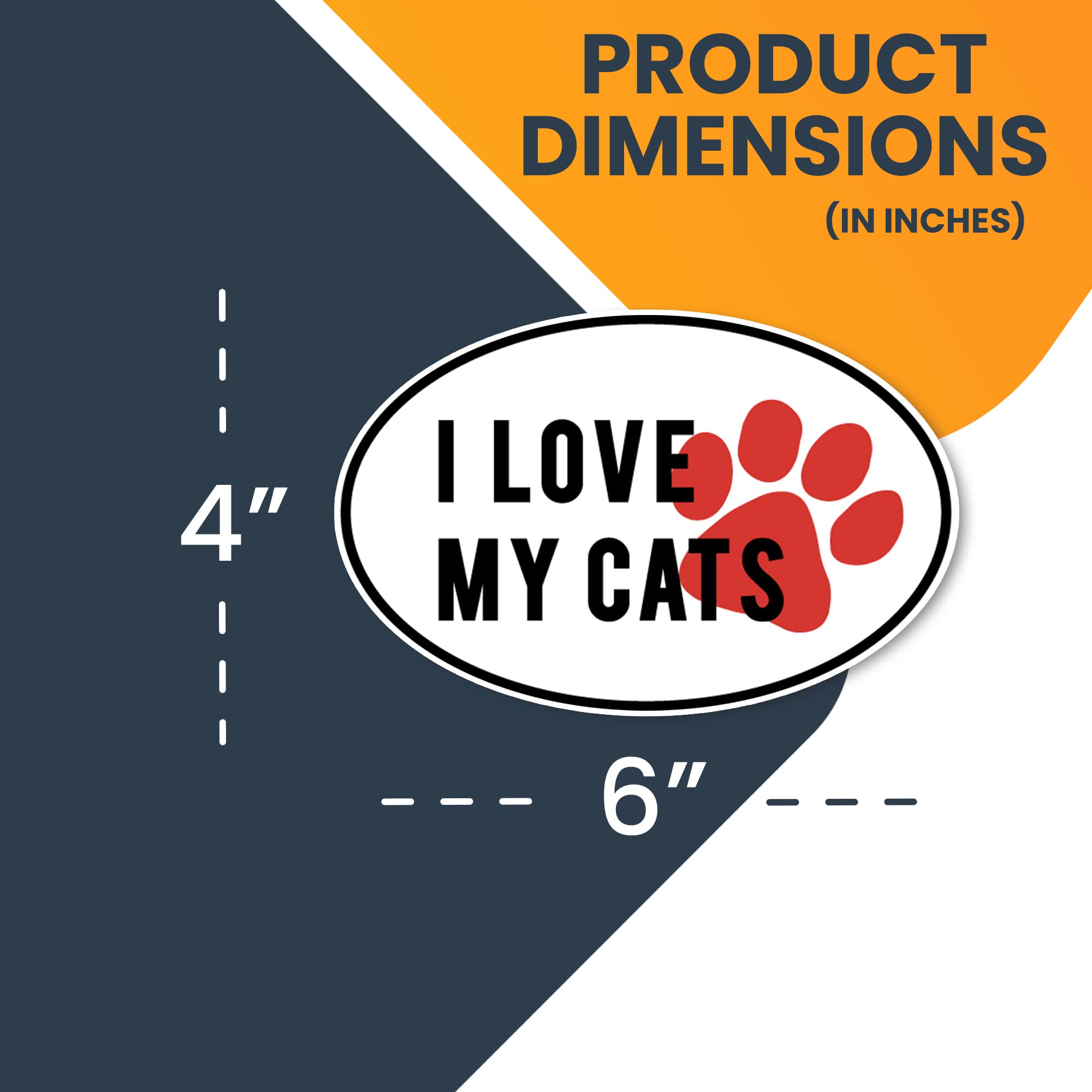 I Love My Cats Black and White Oval Car Magnet with Red Paw Print - 4x6 Inch Heavy Duty Automotive Magnet for Car, Truck, SUV - Perfect for Pet Lovers & Vehicle Decoration