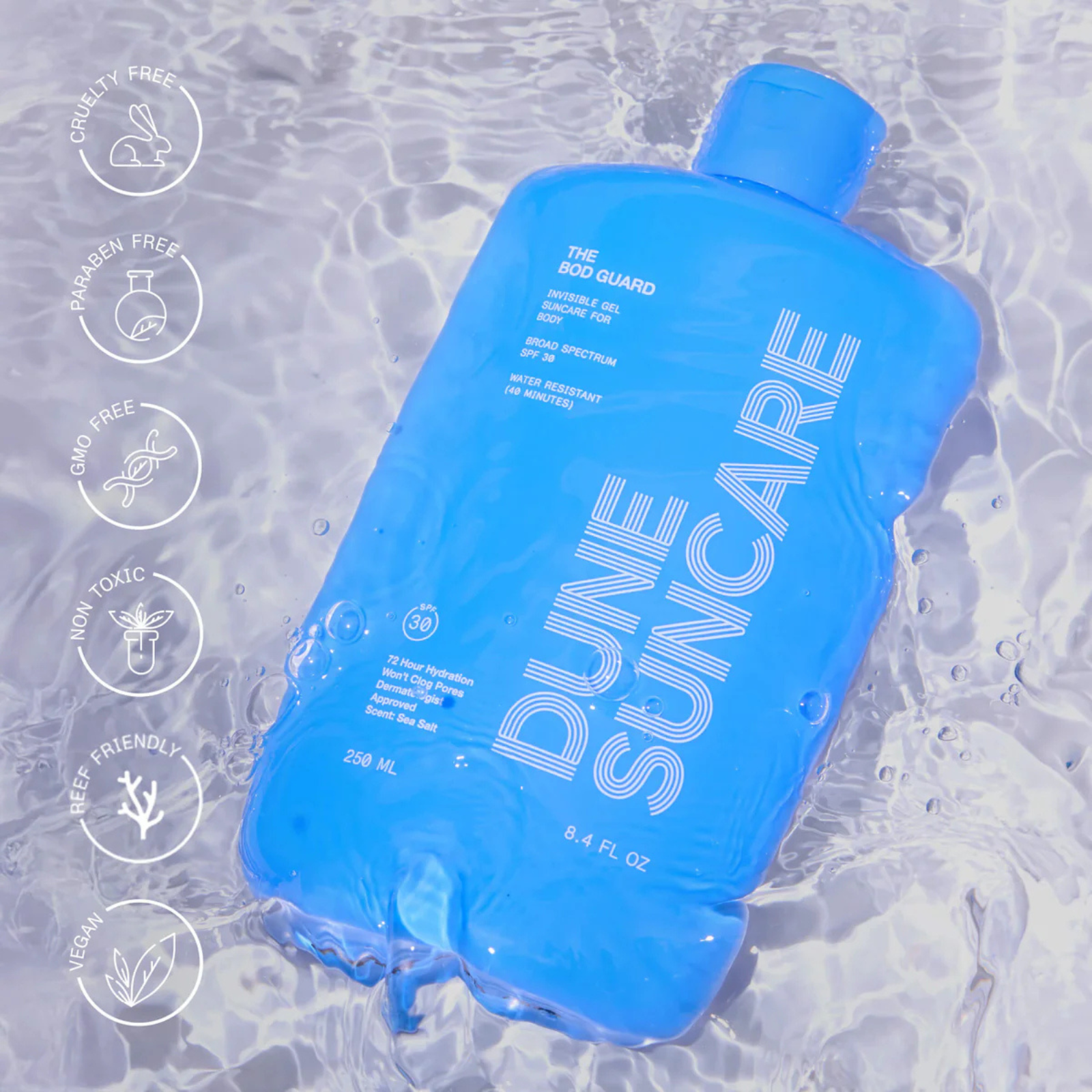 Dune Suncare The Bod Guard 8.4 FL OZ SPF 30 Sunscreen Lotion - Award Winning Sea Salt Scented Body Moisturizer for Beach, Pool & Outdoor Activities