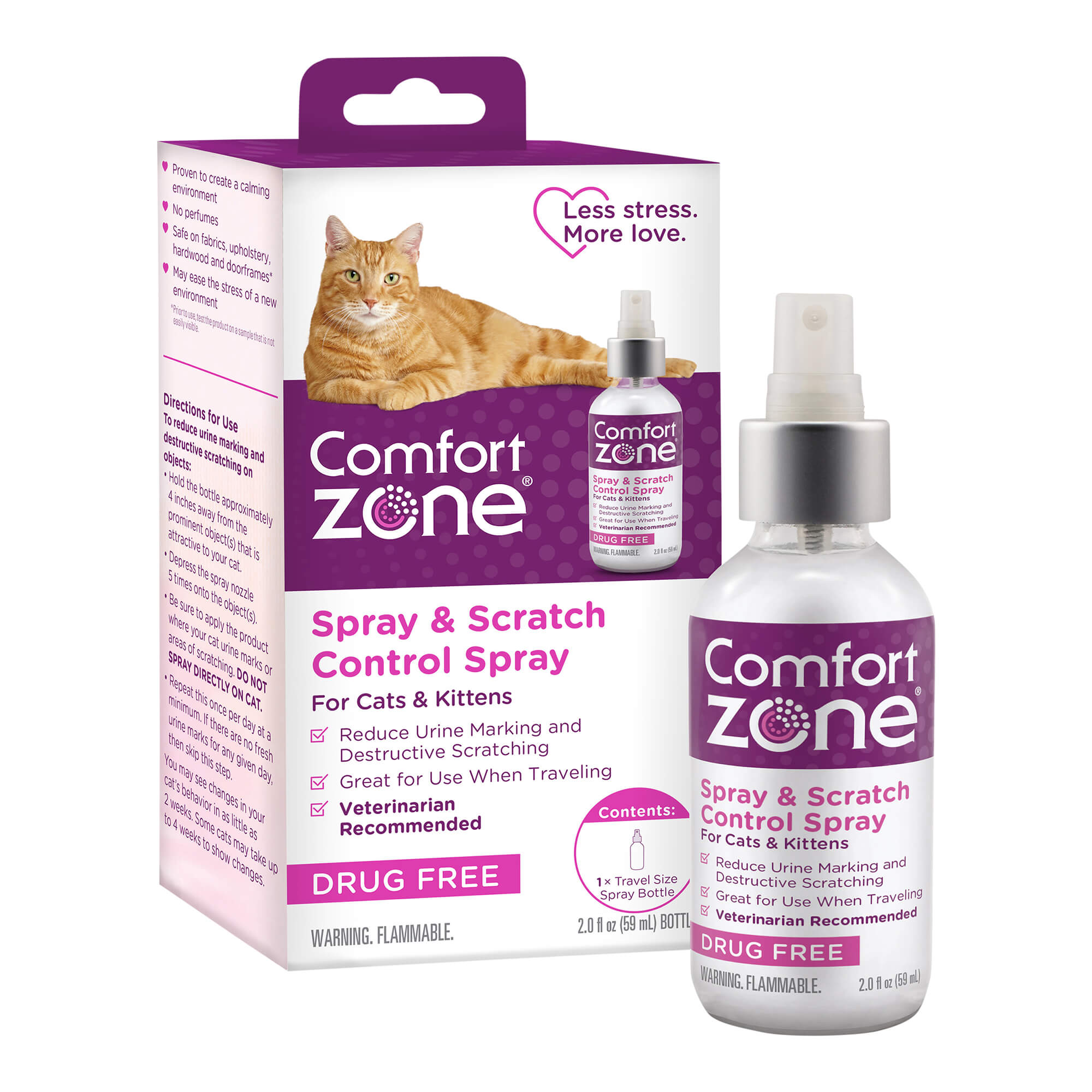 Comfort Zone Scratch Deterrent & Calming Spray for Cats - Stop Scratching Furniture & Reduce Anxiety | Perfect for Multi-Cat Homes & Stressful Situations