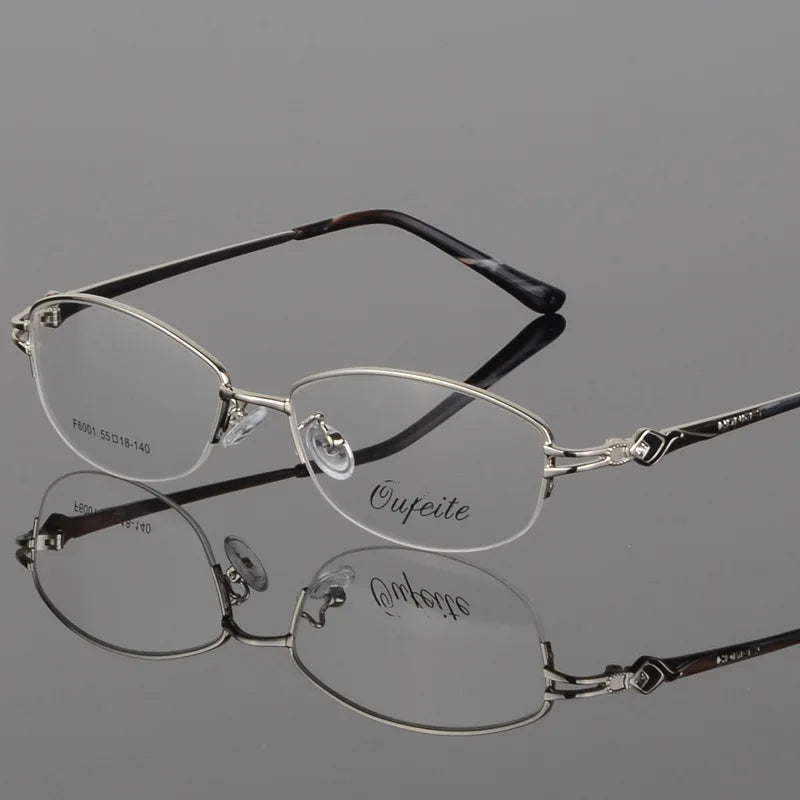 Bclear Women's Semi Rimless Oval Alloy Eyeglasses Frame 66001 - Lightweight & Stylish for Work, Reading & Everyday Wear