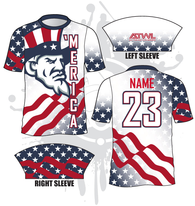 Uncle Sam Full Dye Jersey - Patriotic American Flag Baseball Shirt for Men & Women - Perfect for 4th of July, Memorial Day & Sports Events