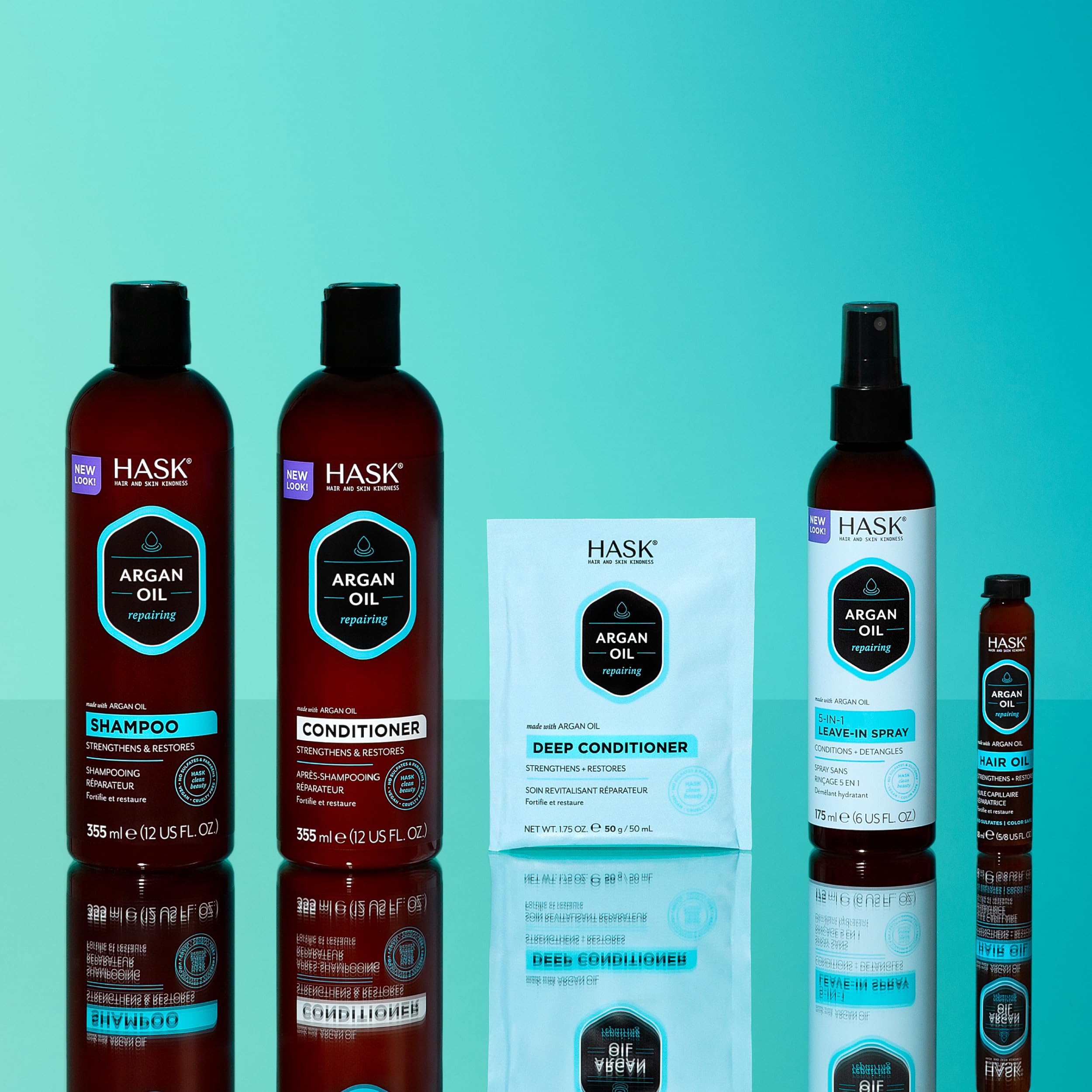 HASK Argan Oil Repairing Deep Conditioner Treatment Pack - 50 Gm | Restores & Smooths Dry, Damaged Hair | Sulfate & Paraben Free, Vegan | For Curly, Frizzy & Color-Treated Hair | At-Home Salon Quality Hair Care Treatment
