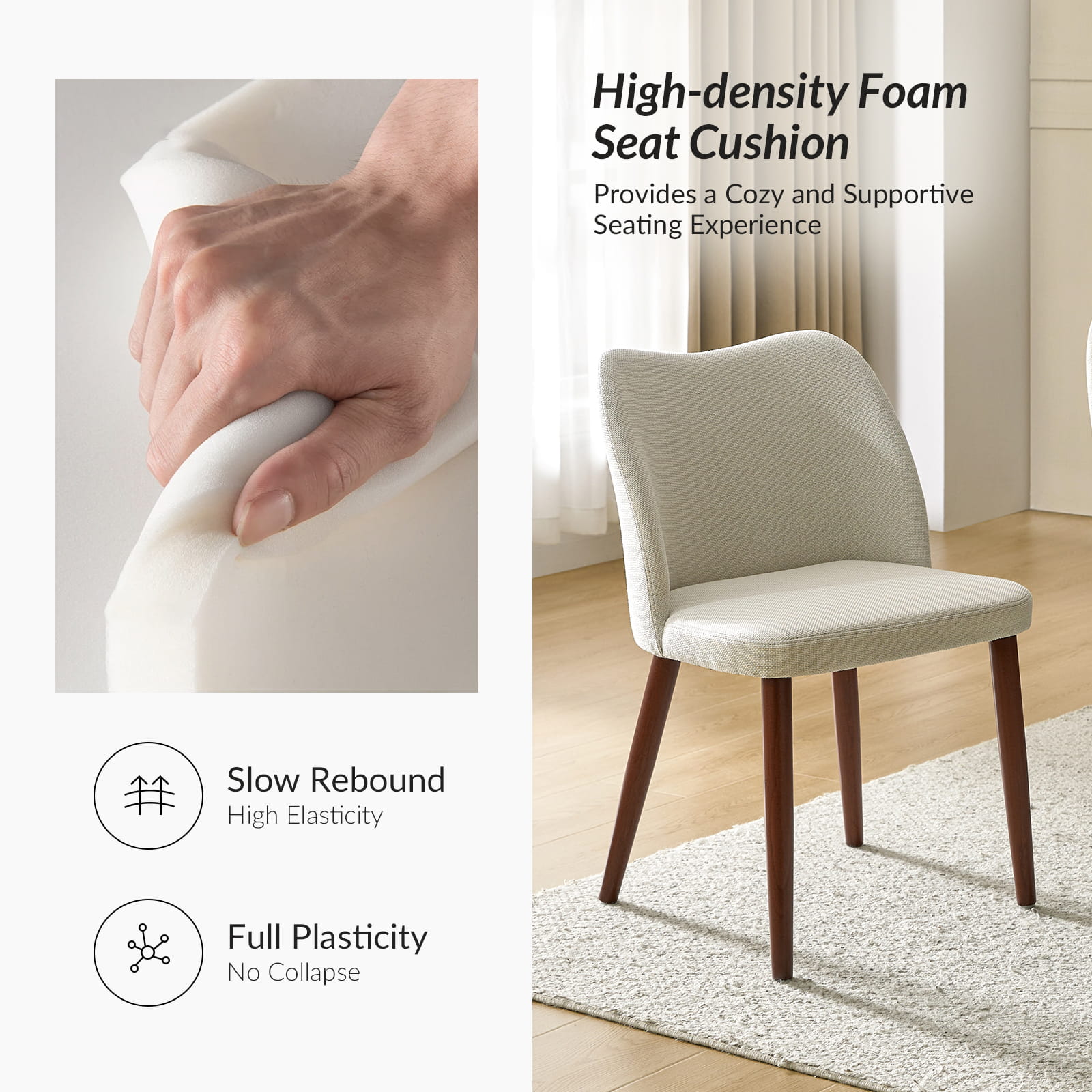 Mid Century Modern Upholstered Dining Chairs - Diana Collection | Stylish Upholstered Side Chairs for Kitchen, Dining Room & Office | Comfortable & Elegant Seating Solution