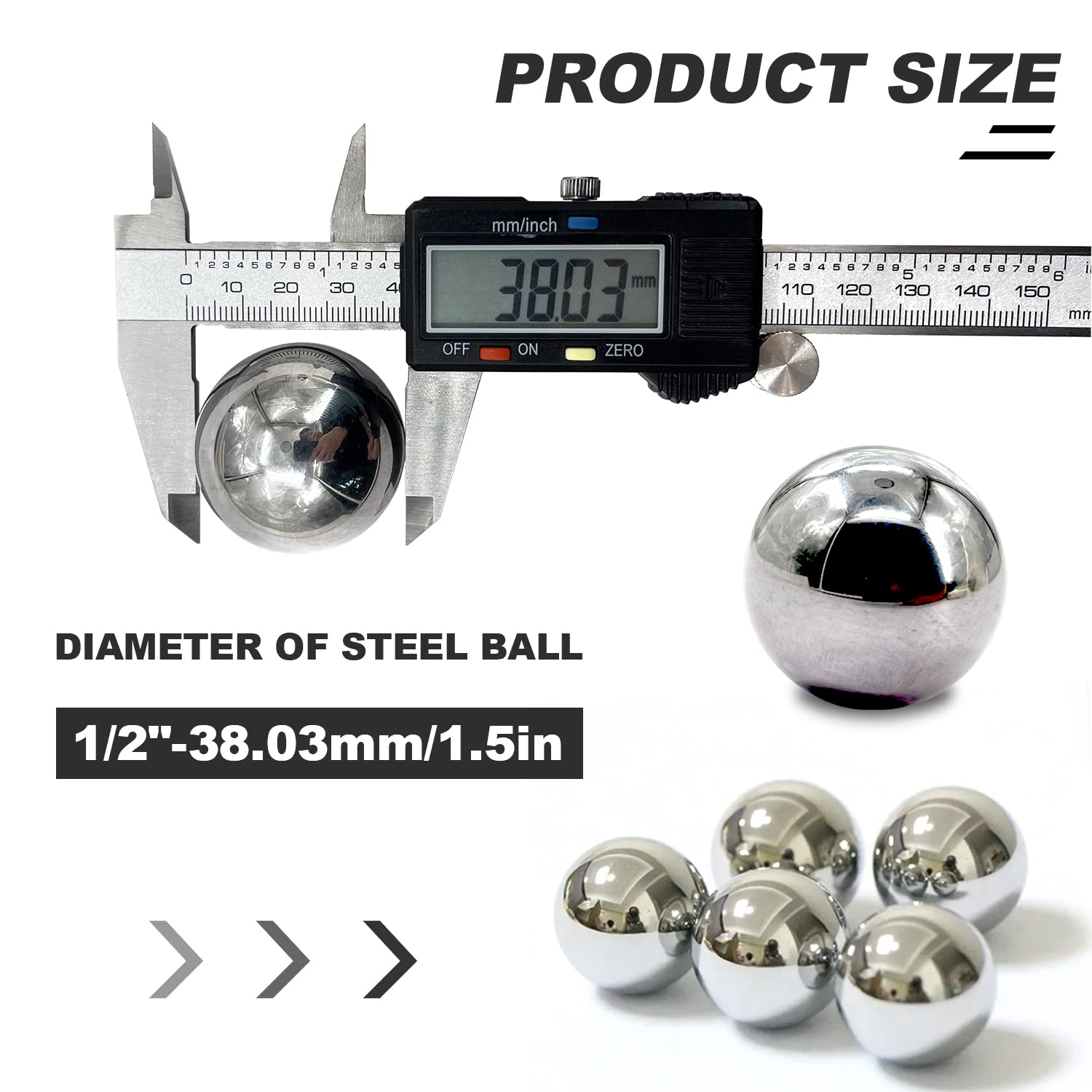 1.5 Inch Steel Bearing Balls (2Pcs) - 38mm Loose Bicycle Bearings - High Quality 1-1/2