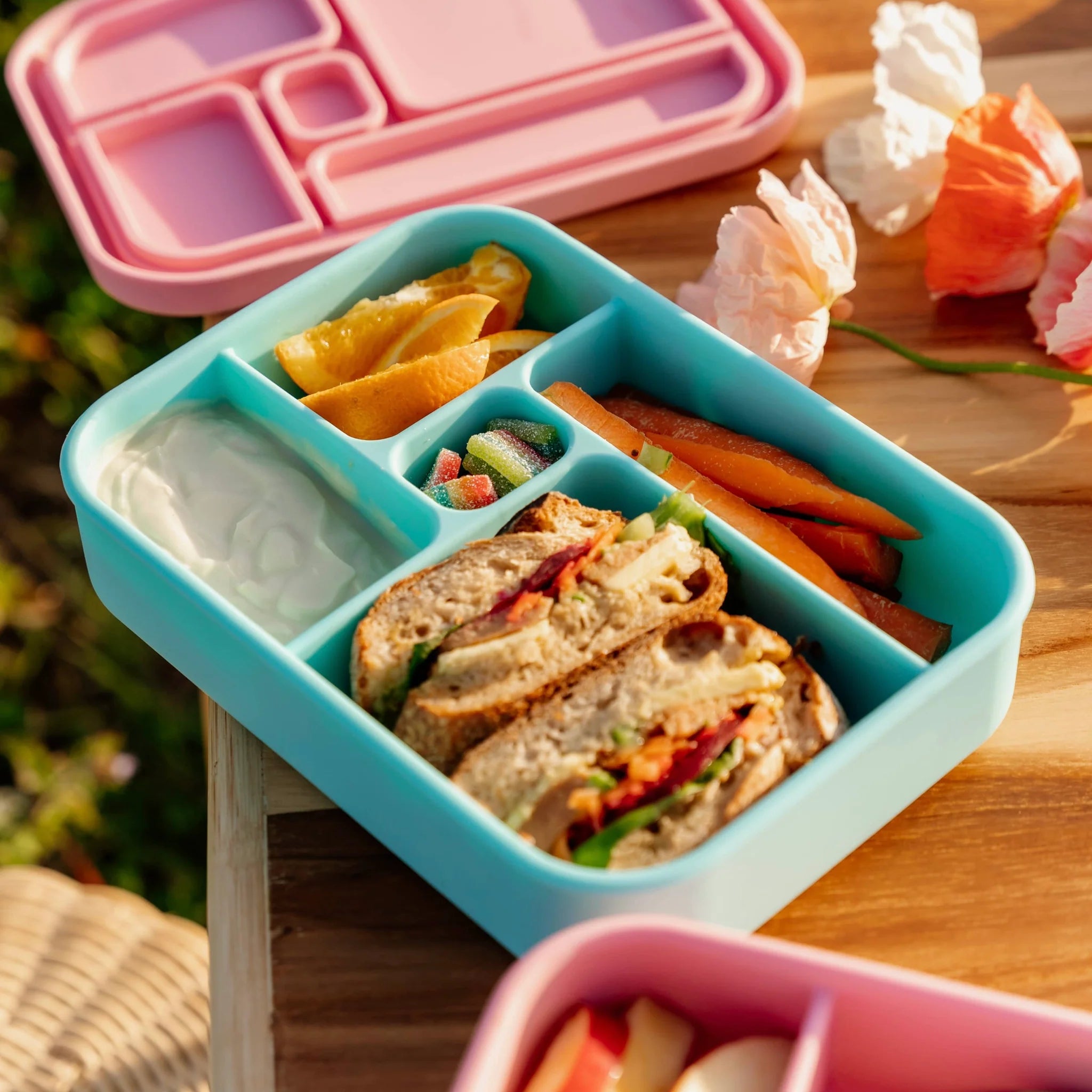 Eco-Friendly Reusable Silicone Lunch Box - Leak-Proof, BPA-Free Food Container for Meal Prep, School & Office (Aqua Blue) | Perfect for Sustainable Living, Picnics & On-the-Go Lunches