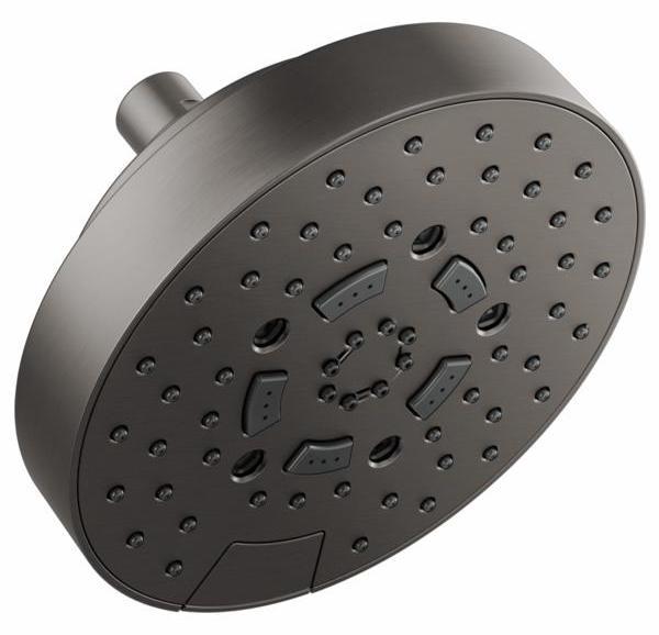 Brizo Luxe Steel 87492 SL 2.5 GPM 7-Round H2OKinetic 5-Function Shower Head - High Pressure Water Saving Rain Shower for Spa-Like Bathroom Experience