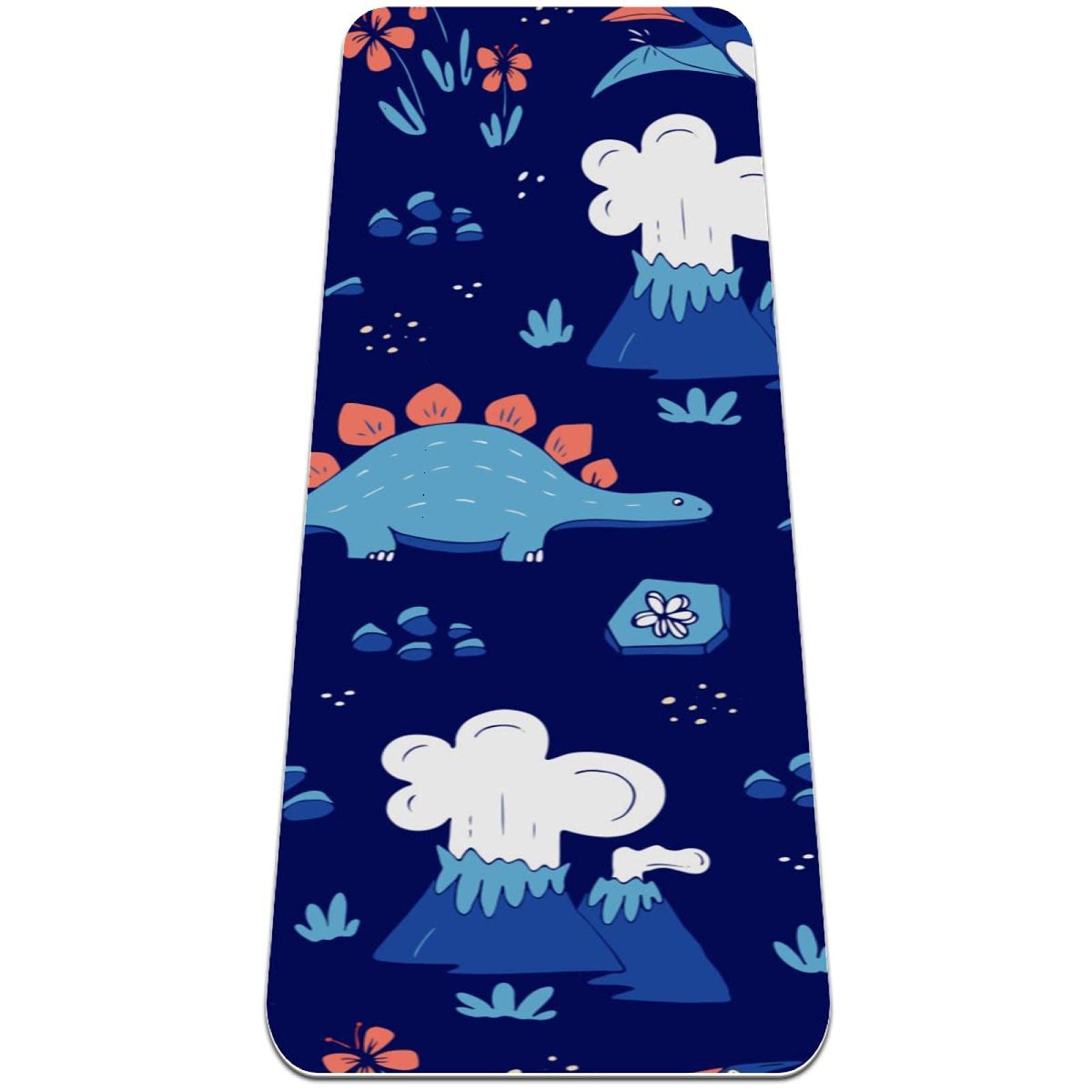 Premium Non-Slip Yoga Mat for Women - Extra Thick Exercise & Fitness Mat with Cute Blue Dinosaur Design - Perfect for Home Workouts, Yoga Practice, Pilates and Gym Training