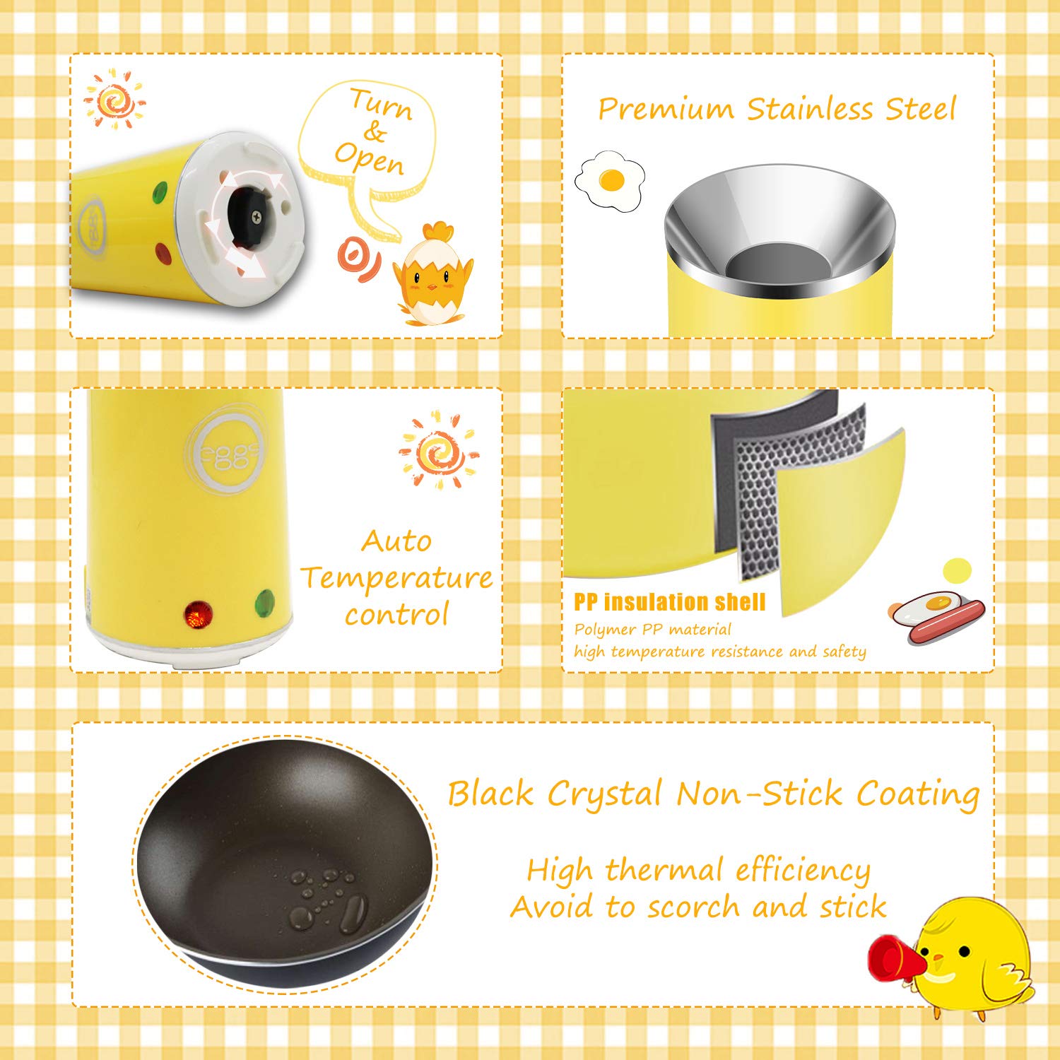 Automatic Egg Cooker & Roll Maker - Rapid Egg Master for Breakfast, Omelet, Sausage - Multi-Function Microwave Safe Egg Boiler - Perfect Gift for Kids & Adults (Single Tube, Yolk Yellow) - Ideal for Quick Breakfast, Camping, Dorm Cooking & Meal Prep