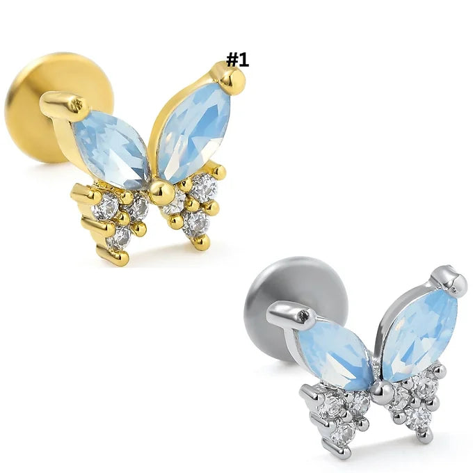 20G Cartilage Surgical Steel Earrings - Star & Butterfly Stud Earrings for Women | Hypoallergenic Body Jewelry for Cartilage, Helix, Tragus Piercing | Perfect for Daily Wear, Parties & Gifts